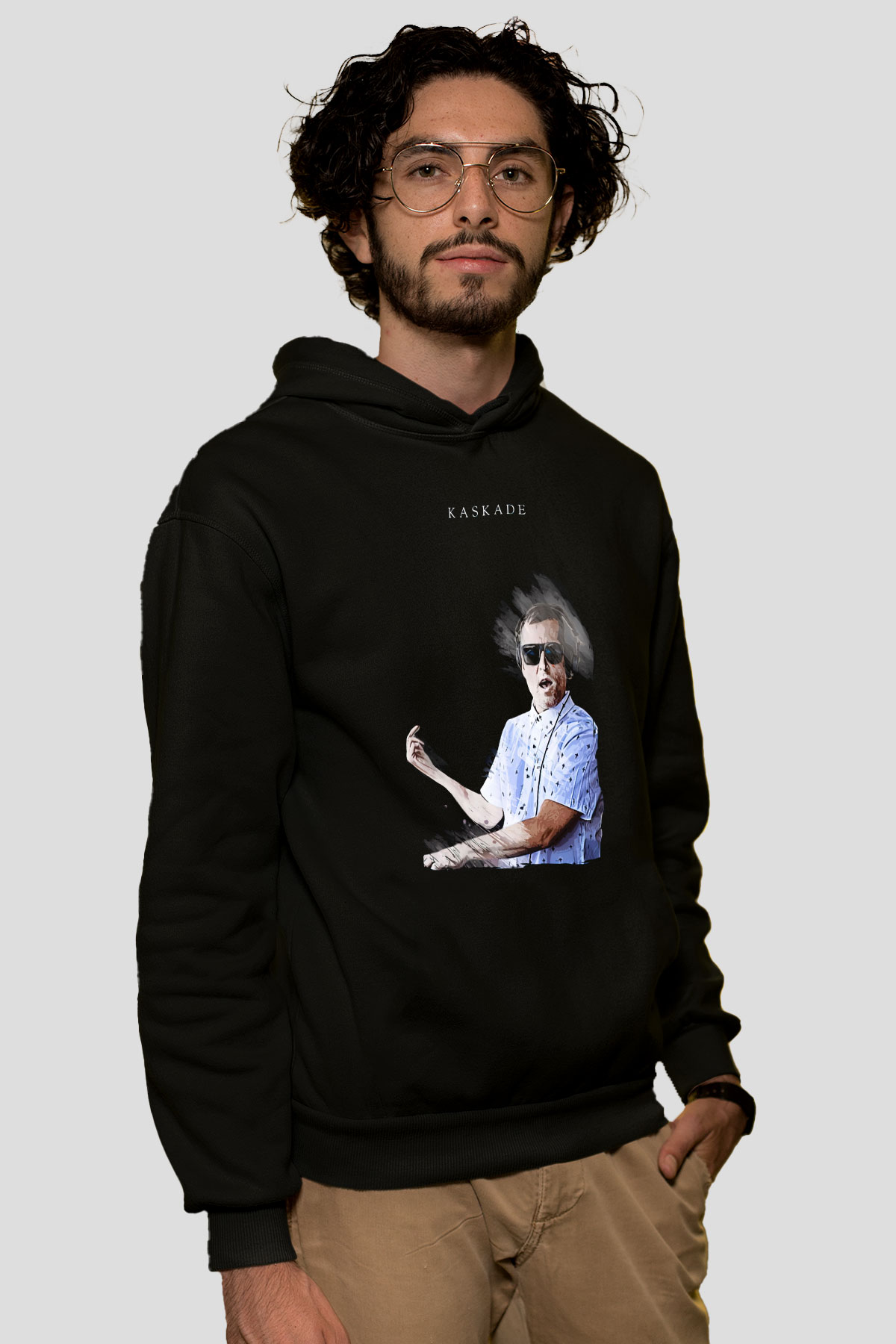 Kaskade Siyah Unisex Kapüşonlu Sweatshirt