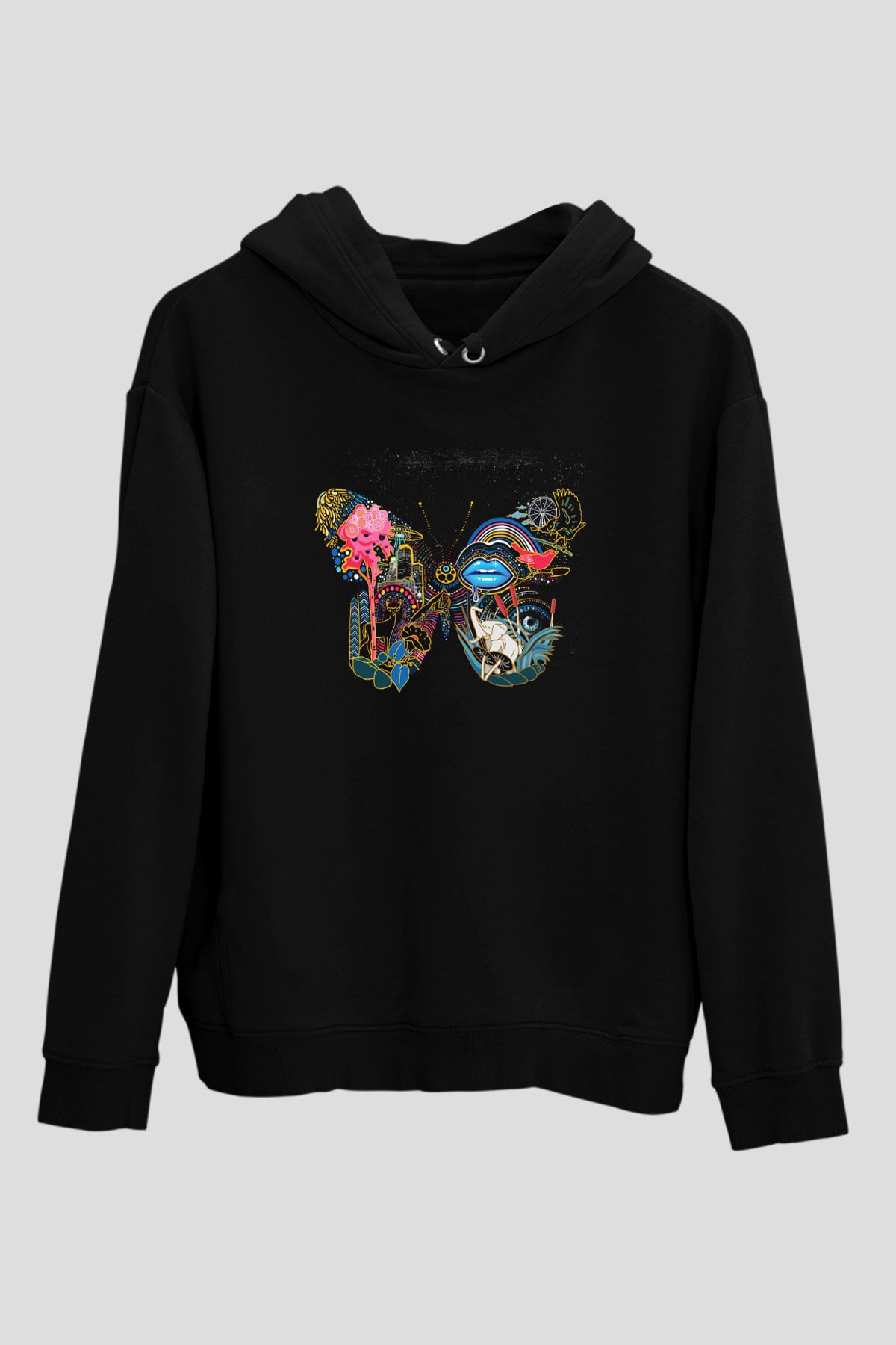 Kaskade Siyah Unisex Kapüşonlu Sweatshirt