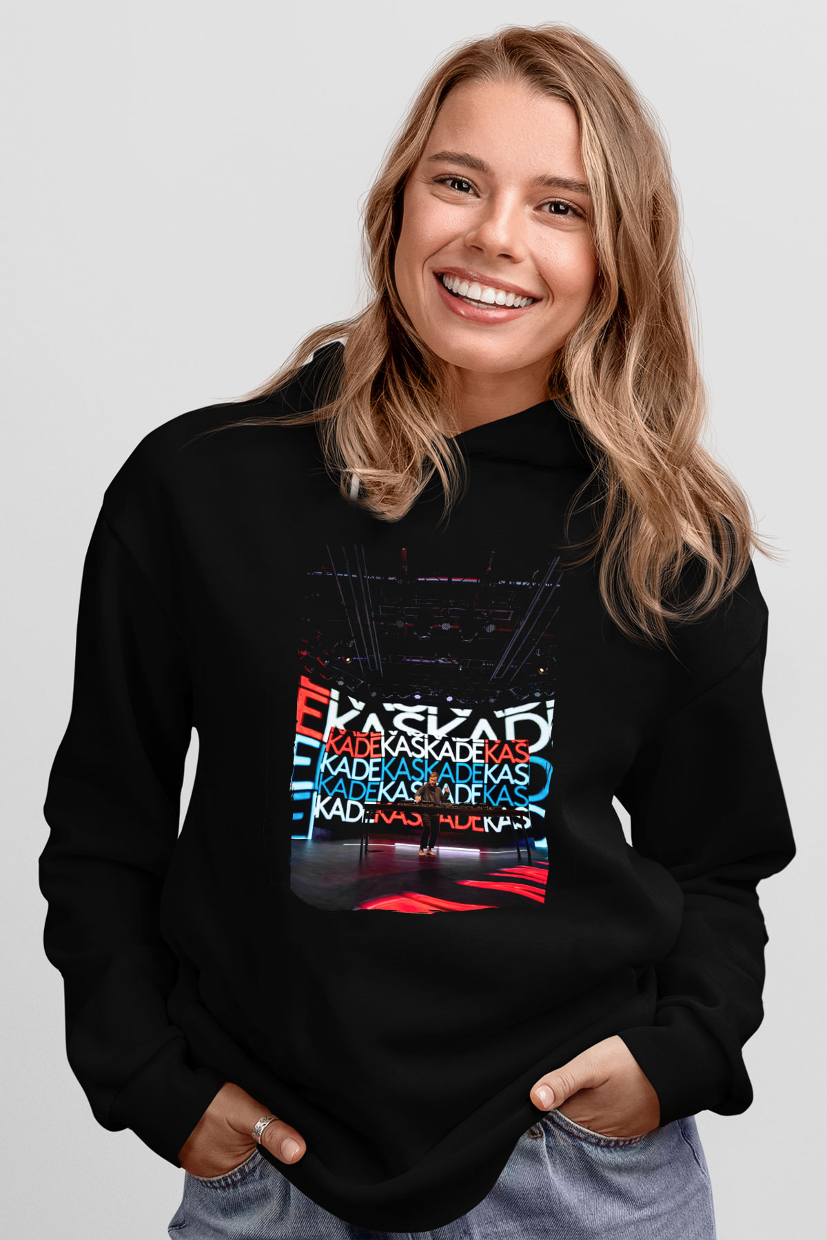Kaskade Siyah Unisex Kapüşonlu Sweatshirt