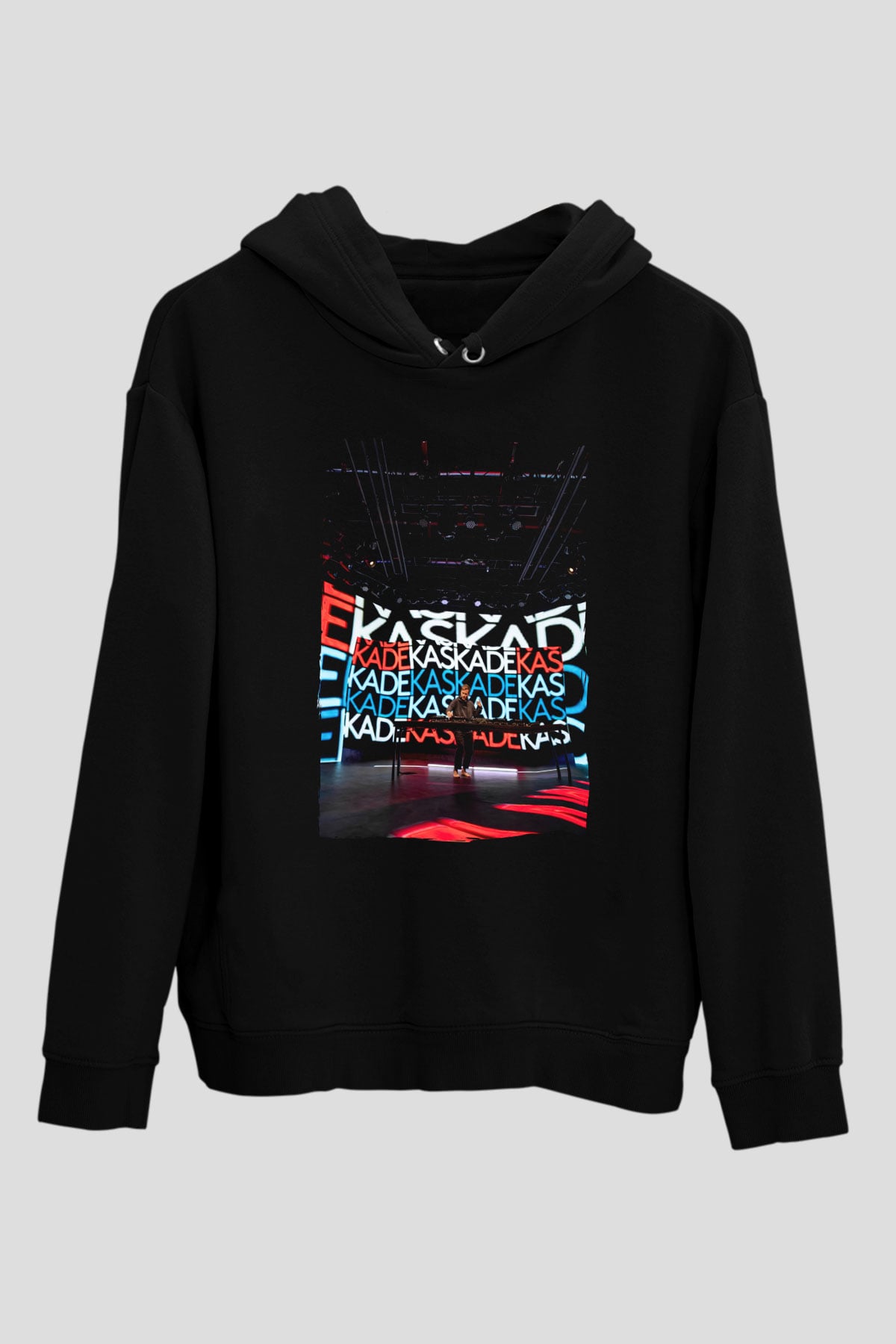 Kaskade Siyah Unisex Kapüşonlu Sweatshirt