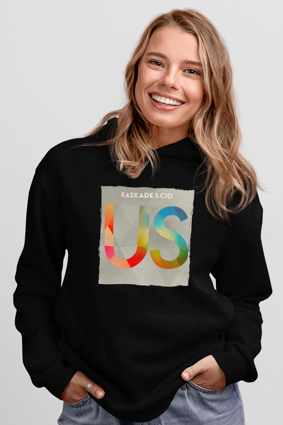 Kaskade Siyah Unisex Kapüşonlu Sweatshirt