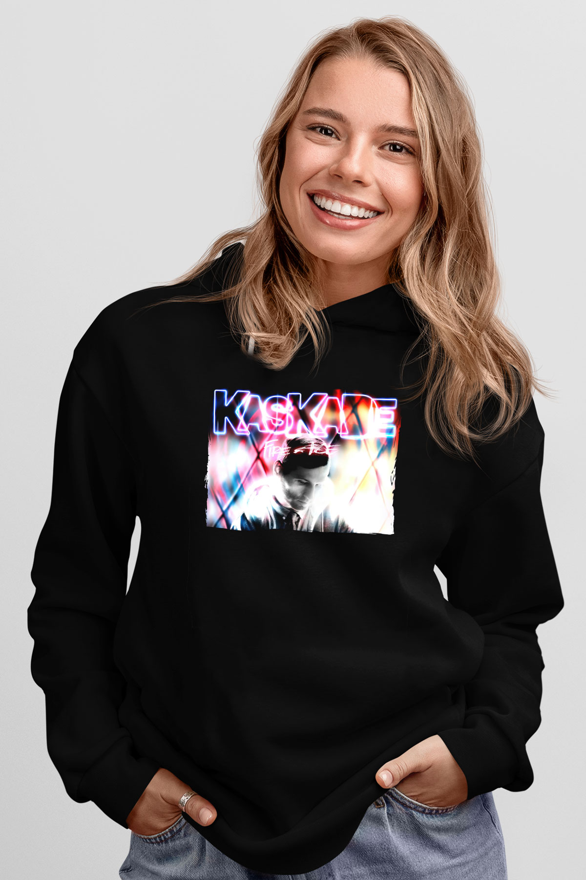 Kaskade Siyah Unisex Kapüşonlu Sweatshirt