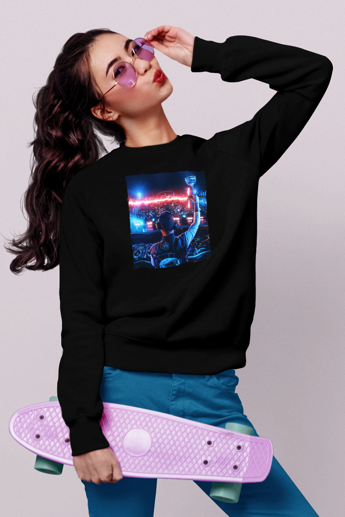 Kaskade Siyah Unisex Sweatshirt