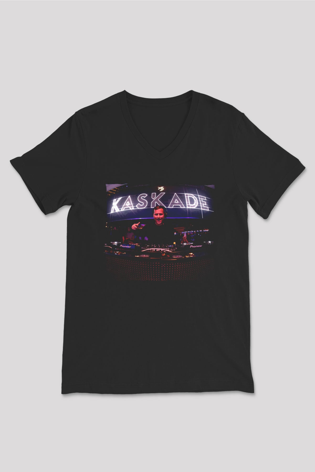 Kaskade Siyah Unisex V Yaka Tişört