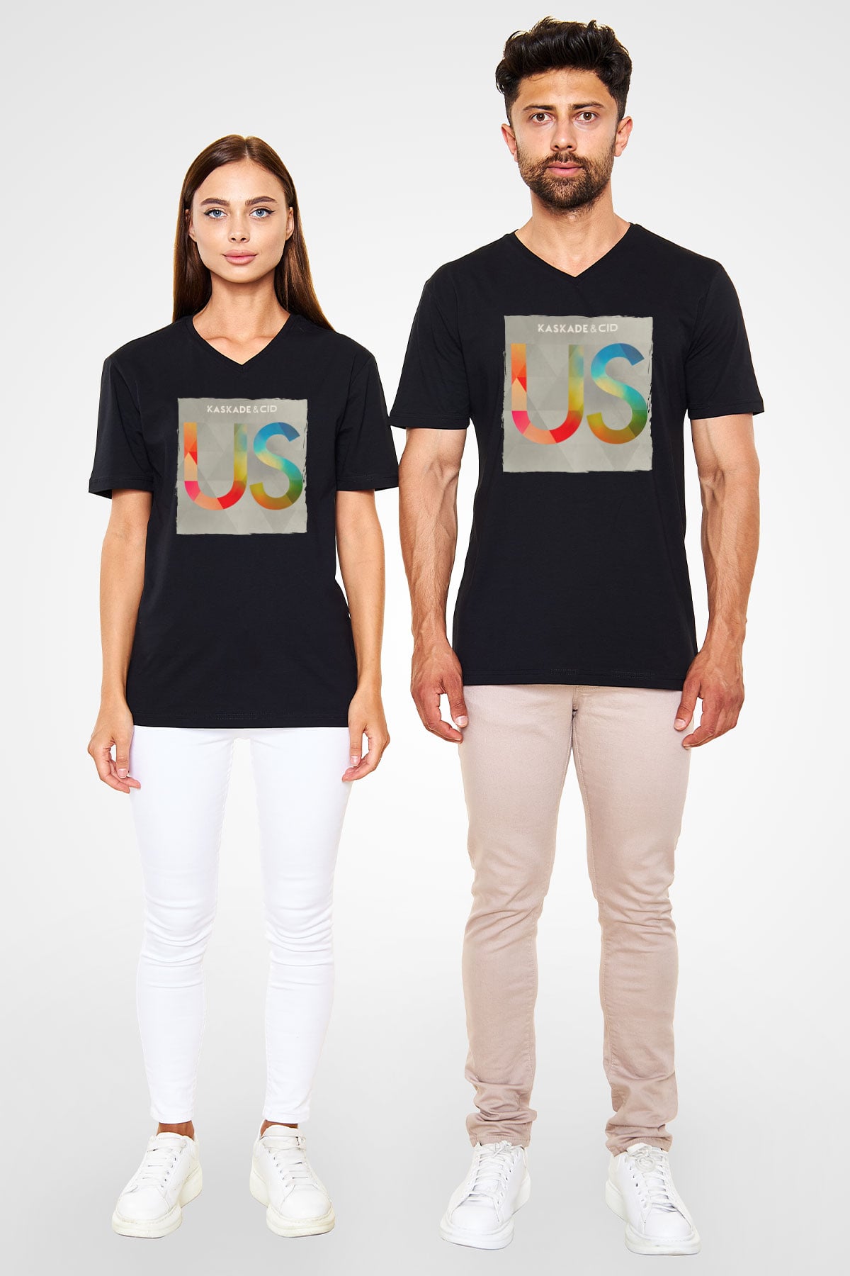 Kaskade Siyah Unisex V Yaka Tişört