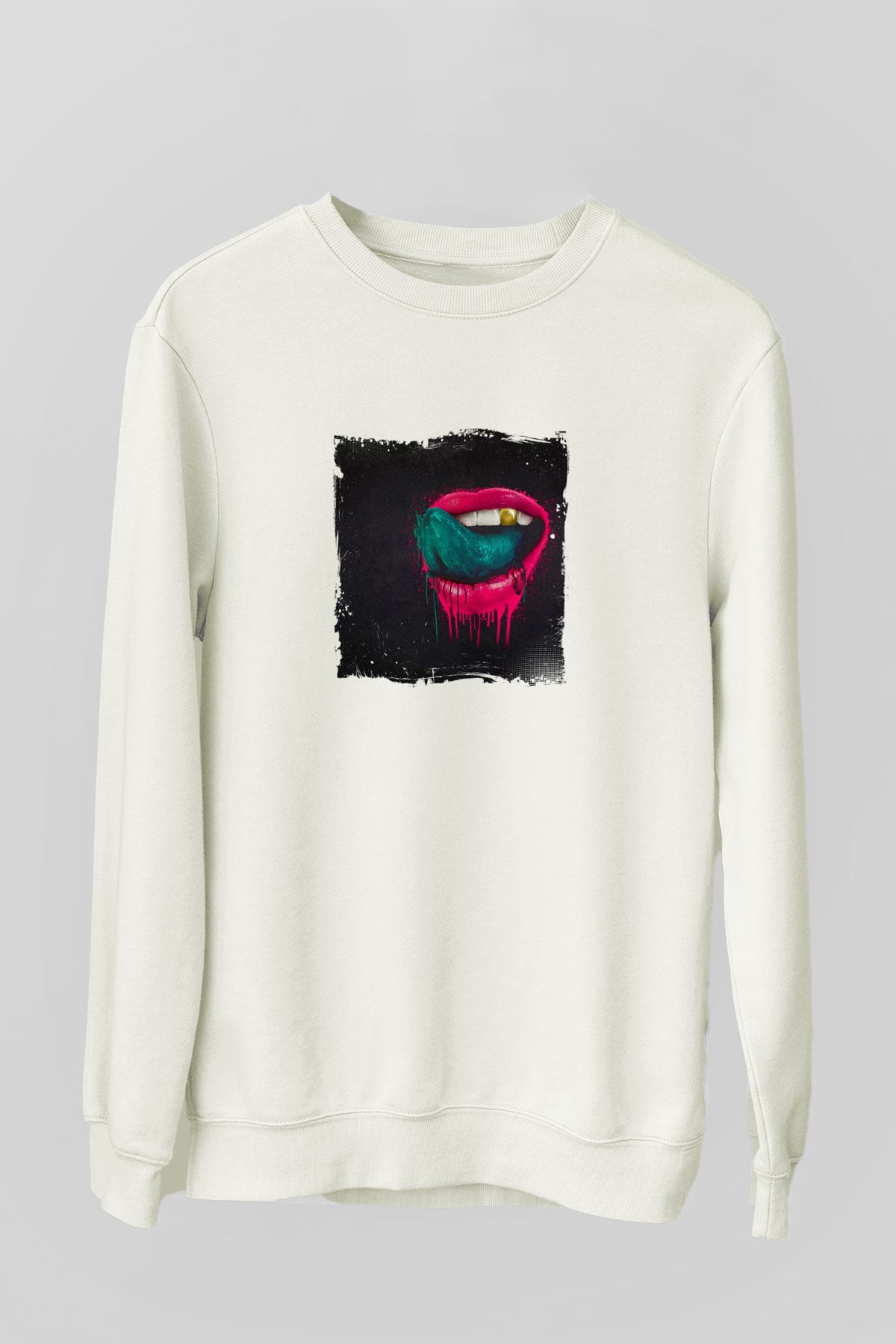 KaskadeBaskılı Beyaz Sweatshirt