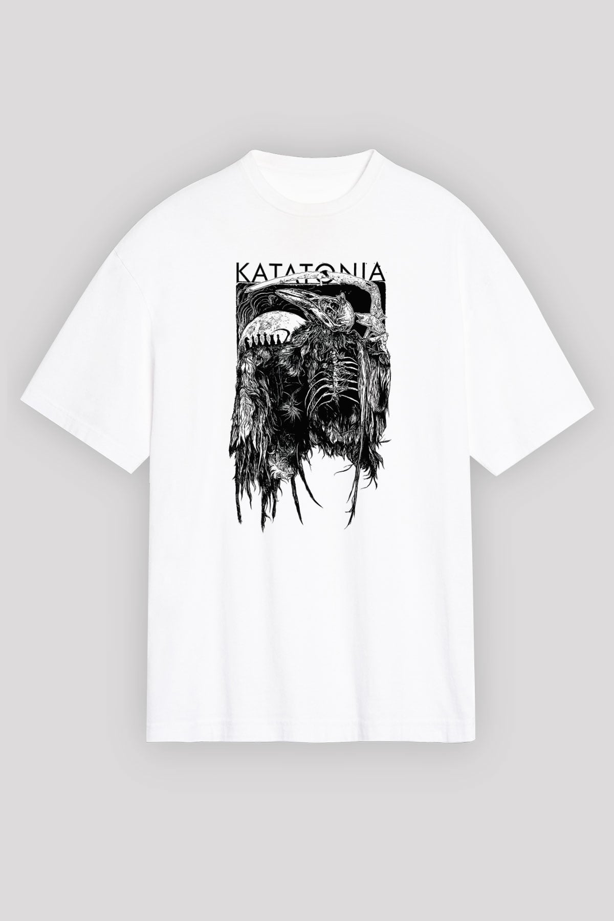 Katatonia Beyaz Unisex Oversize Tişört T-Shirt