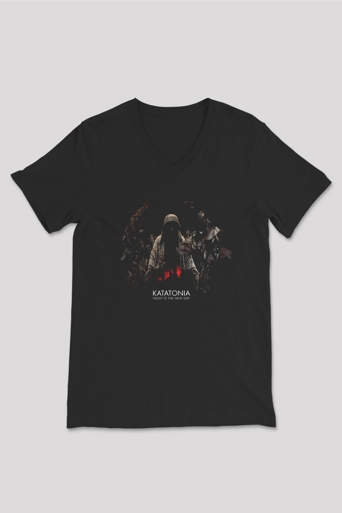 Katatonia Siyah Unisex V Yaka Tişört T-Shirt