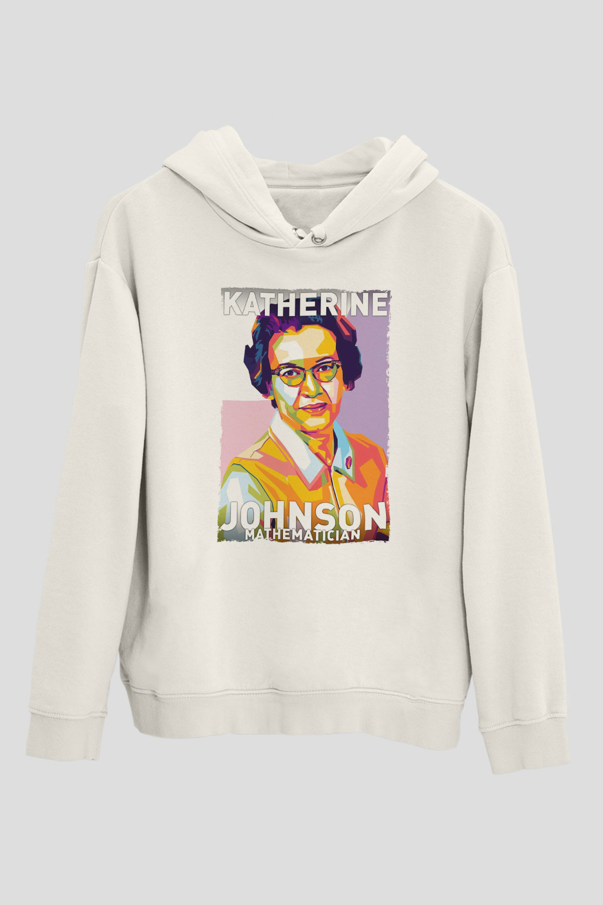 Katherine Johnson Baskılı Unisex Ekru Hoodie