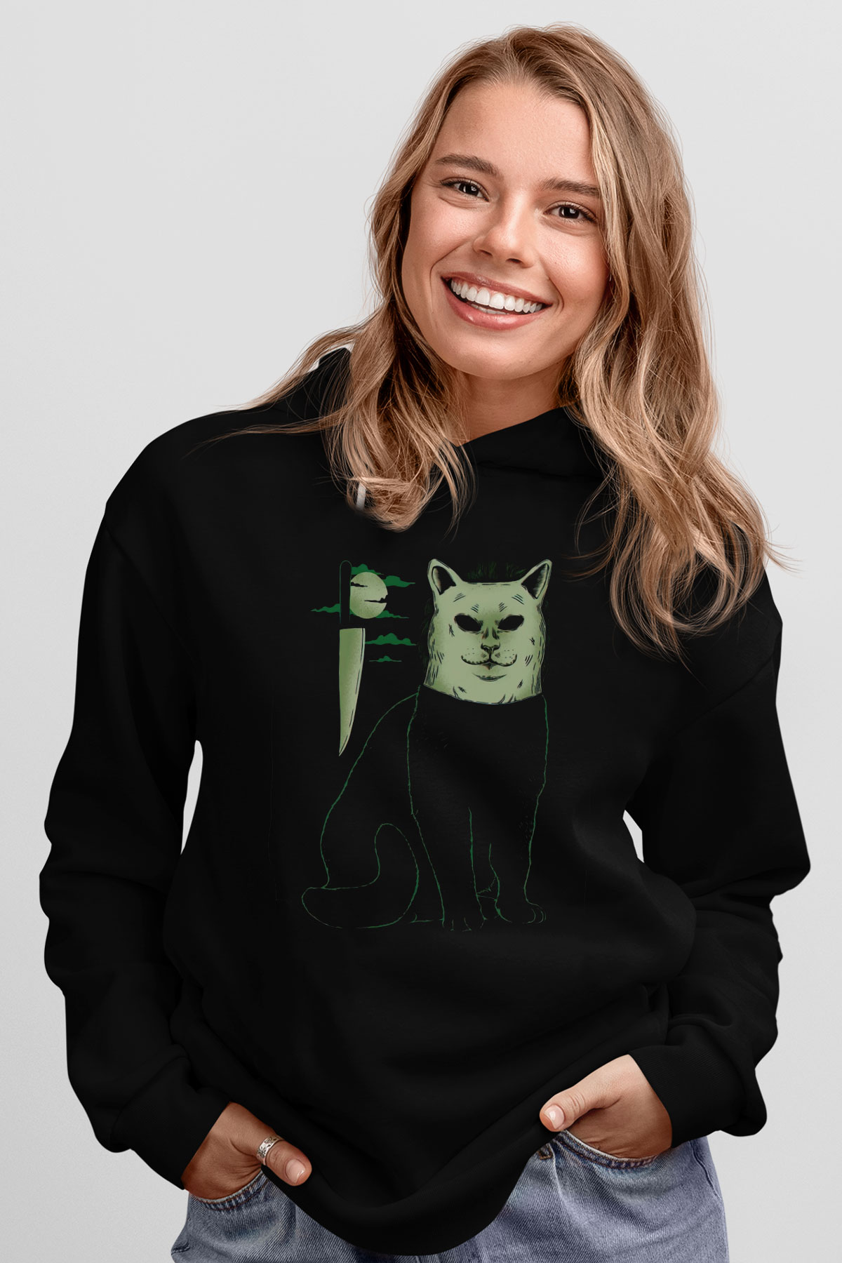 Katil KediSiyah  Unisex Hoodie