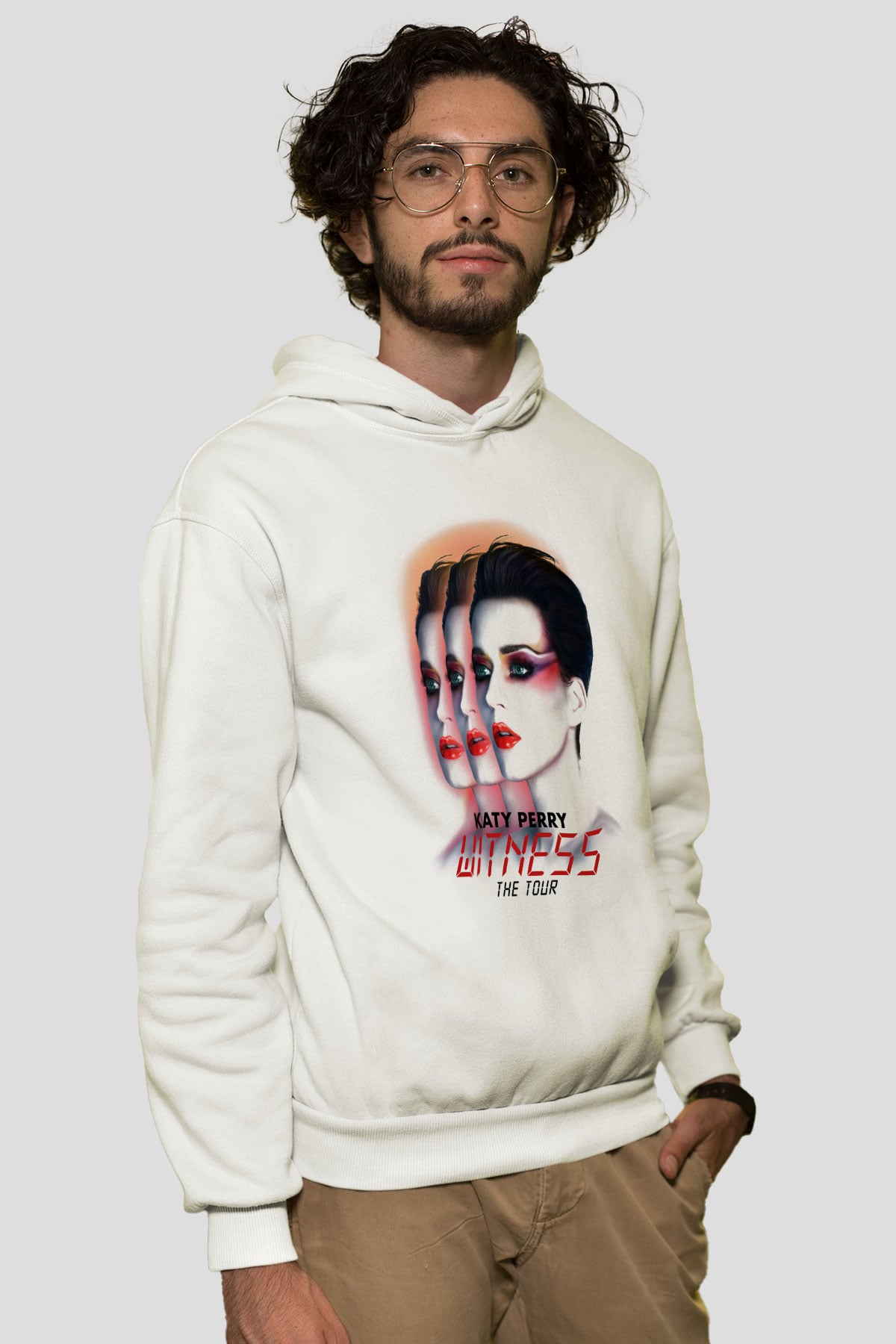 Katy Perry Beyaz Unisex Kapşonlu Sweatshirt