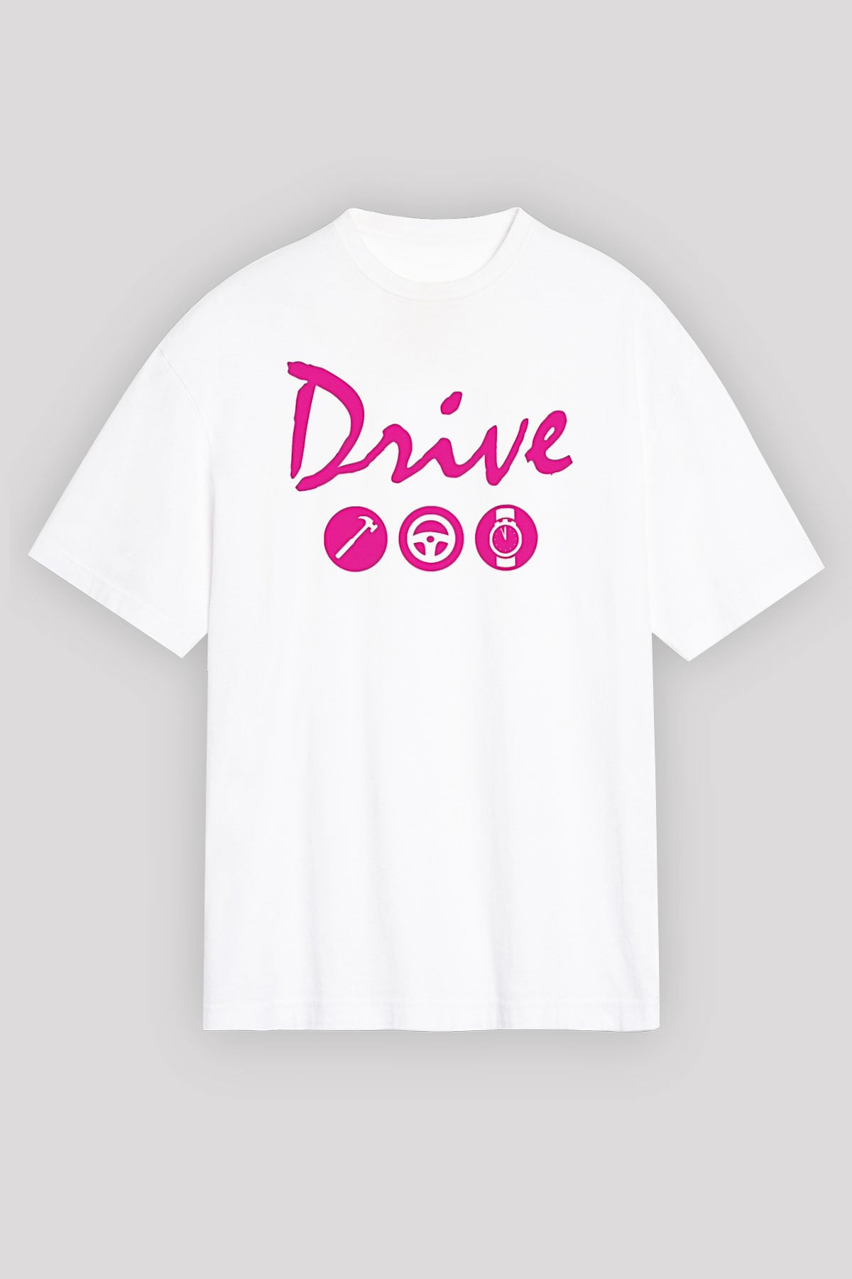 Kavinsky Baskılı Beyaz Unisex Oversize Tişört - Tshirt