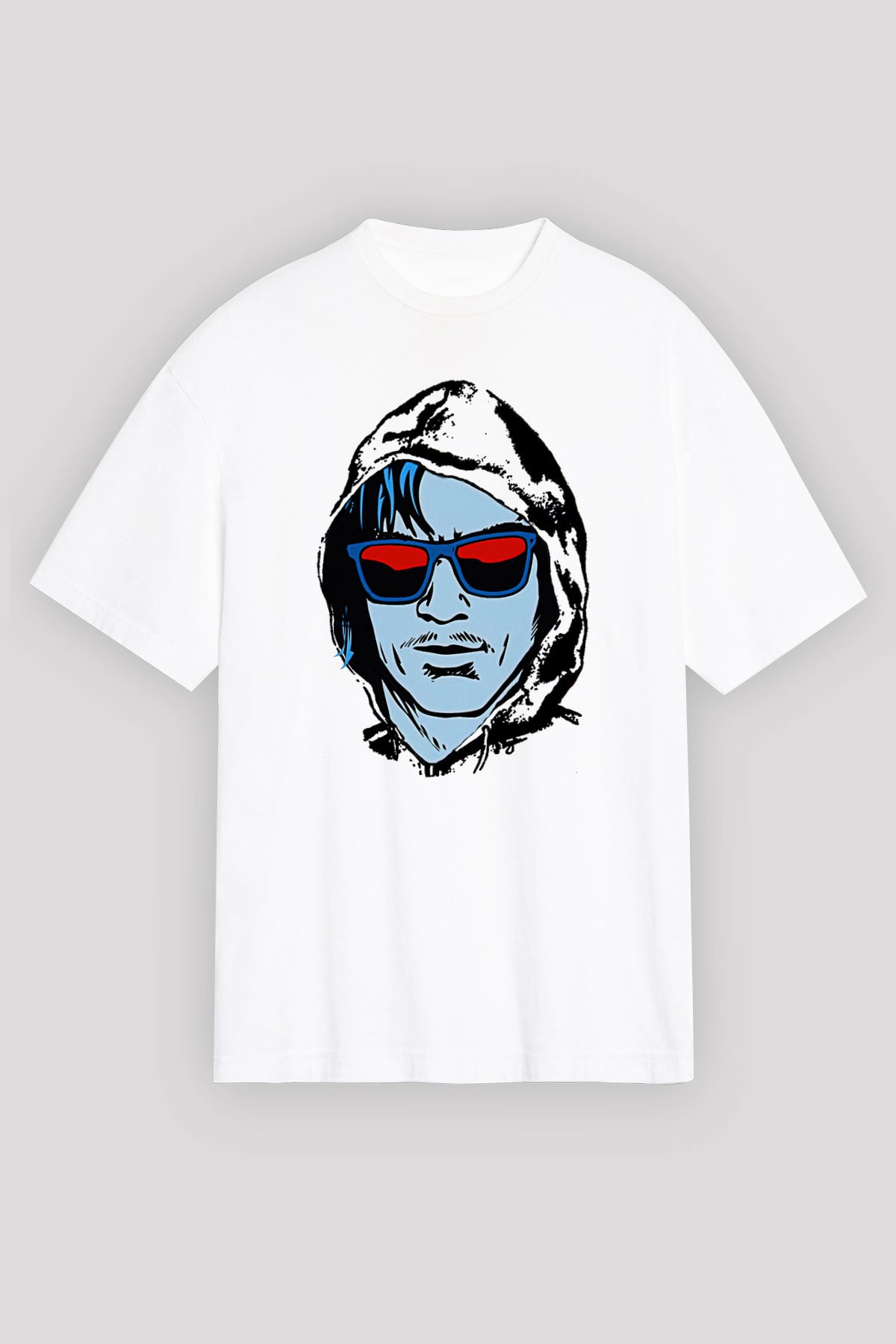 Kavinsky Baskılı Beyaz Unisex Oversize Tişört - Tshirt