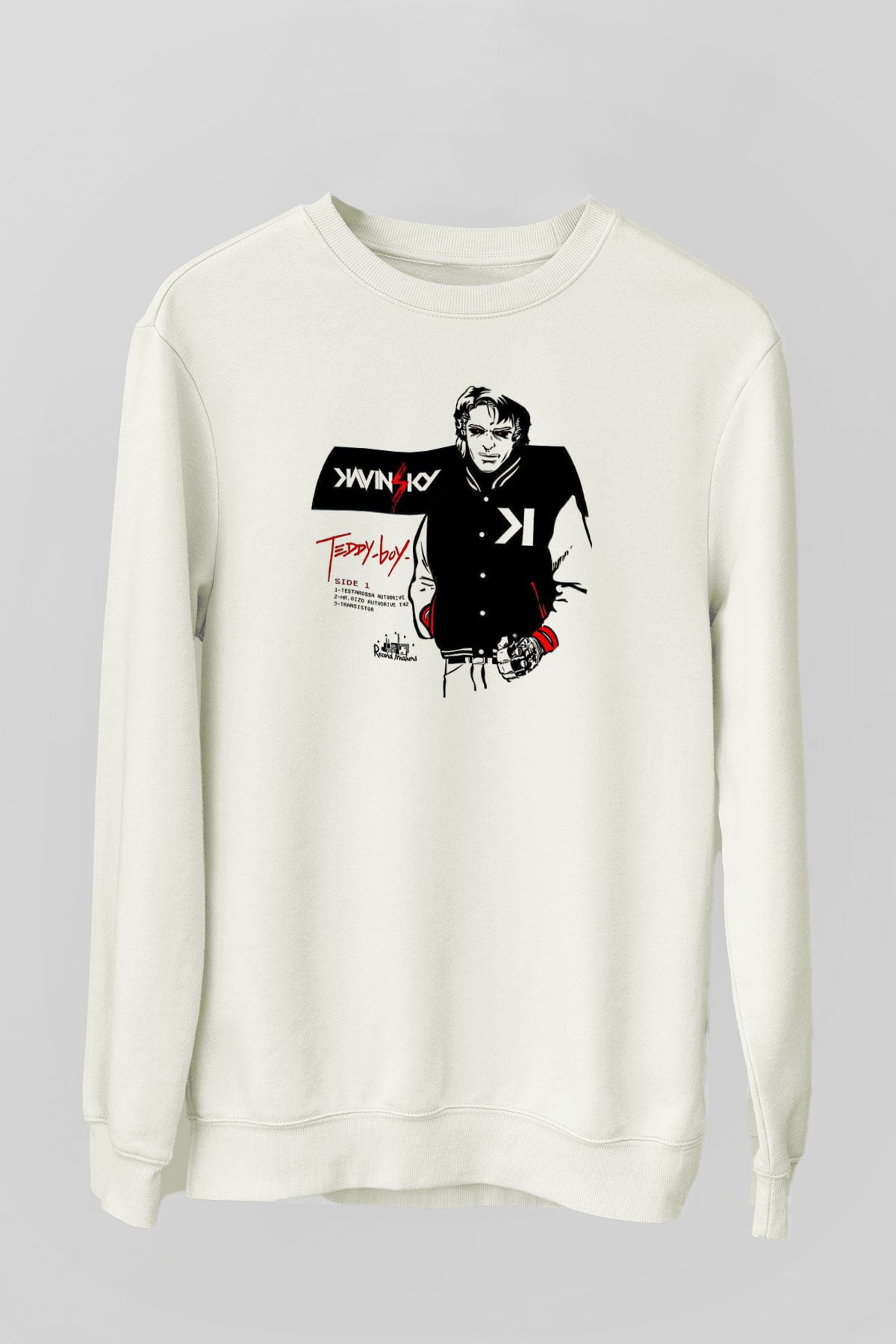 Kavinsky Baskılı Beyaz Unisex Sweatshirt