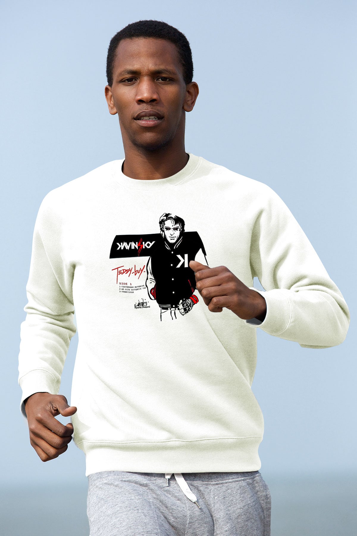 Kavinsky Baskılı Beyaz Unisex Sweatshirt