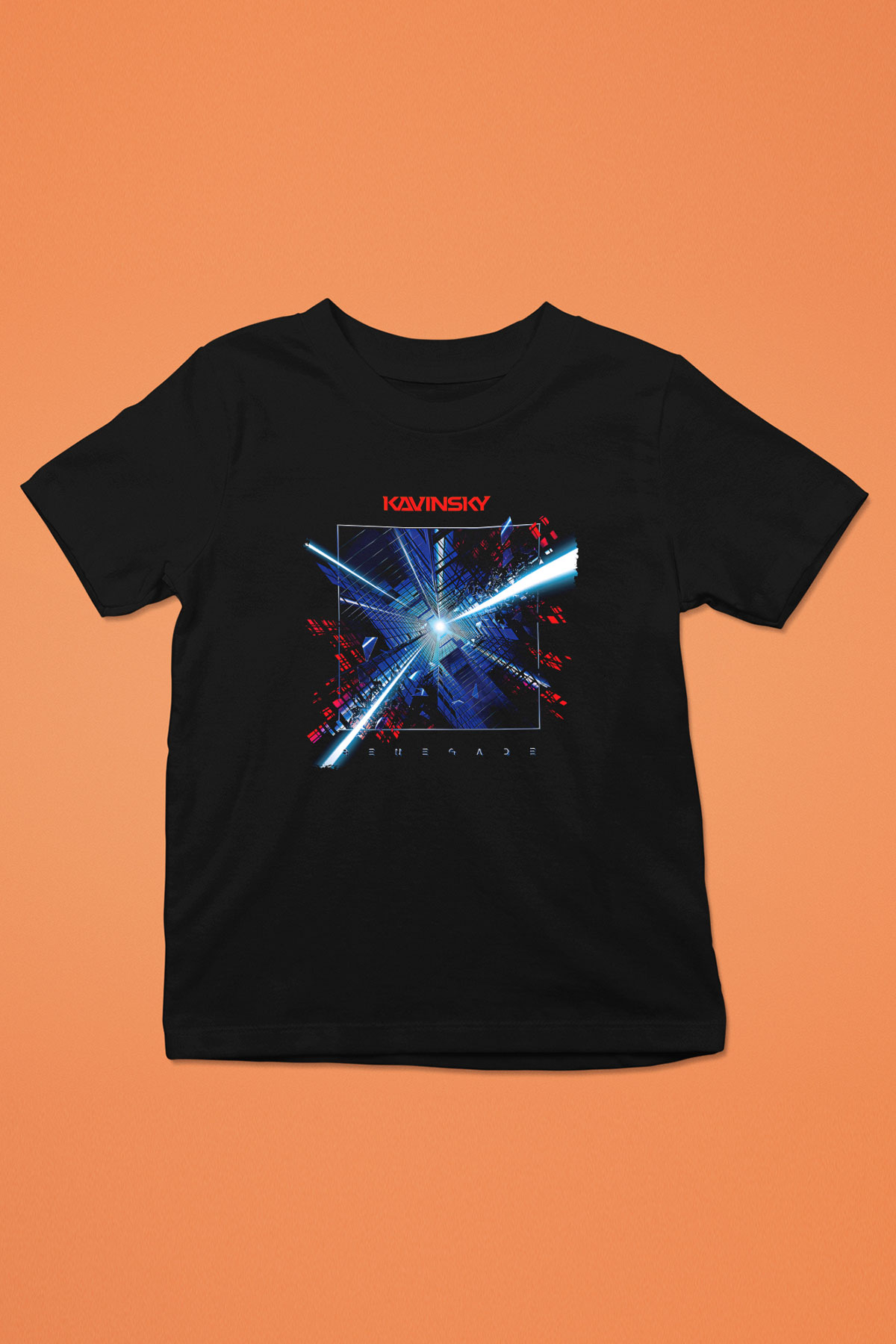 Kavinsky Baskılı Unisex Siyah Çocuk Tişört - Tshirt