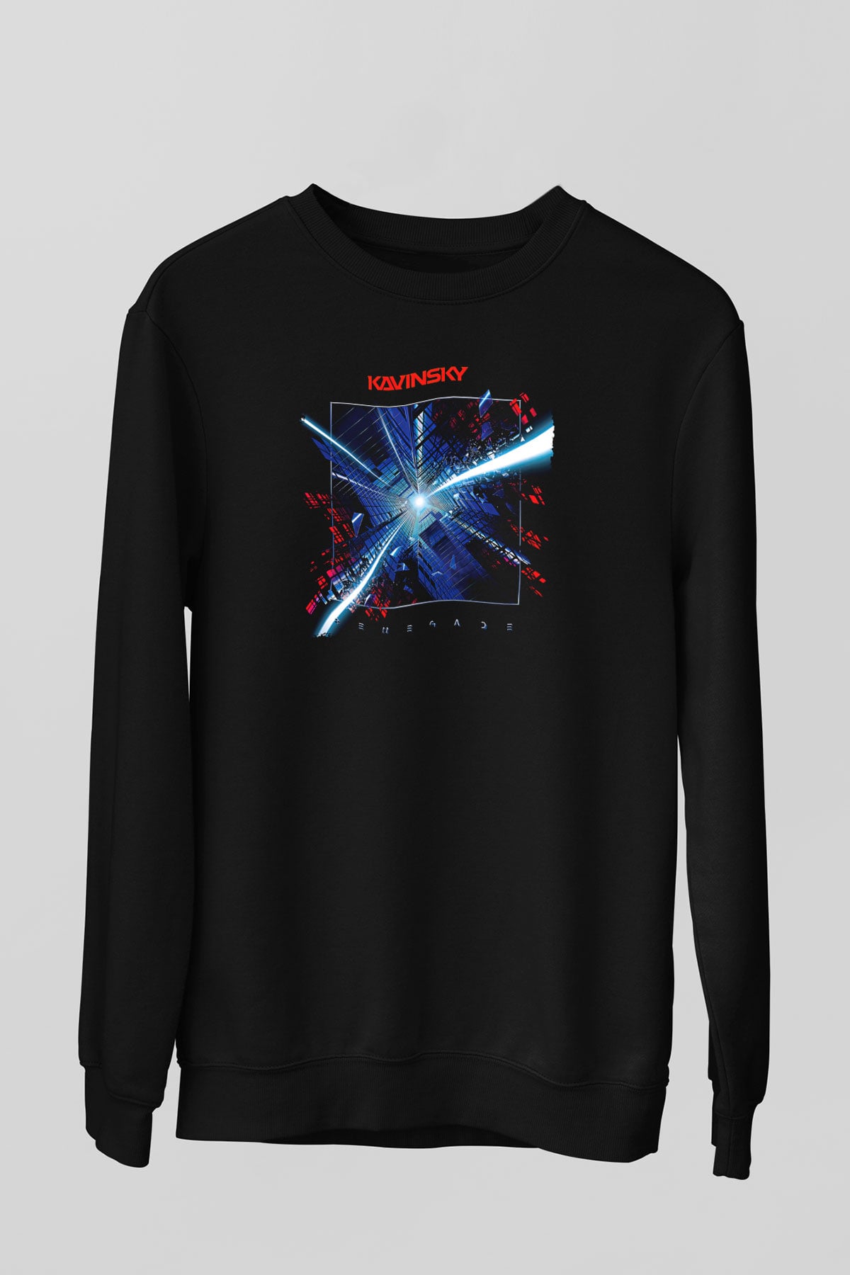 Kavinsky Baskılı Unisex Siyah Sweatshirt