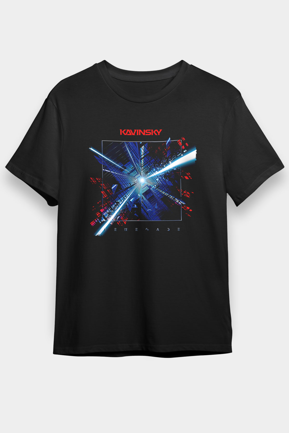 Kavinsky Baskılı Unisex Siyah Tişört - Tshirt