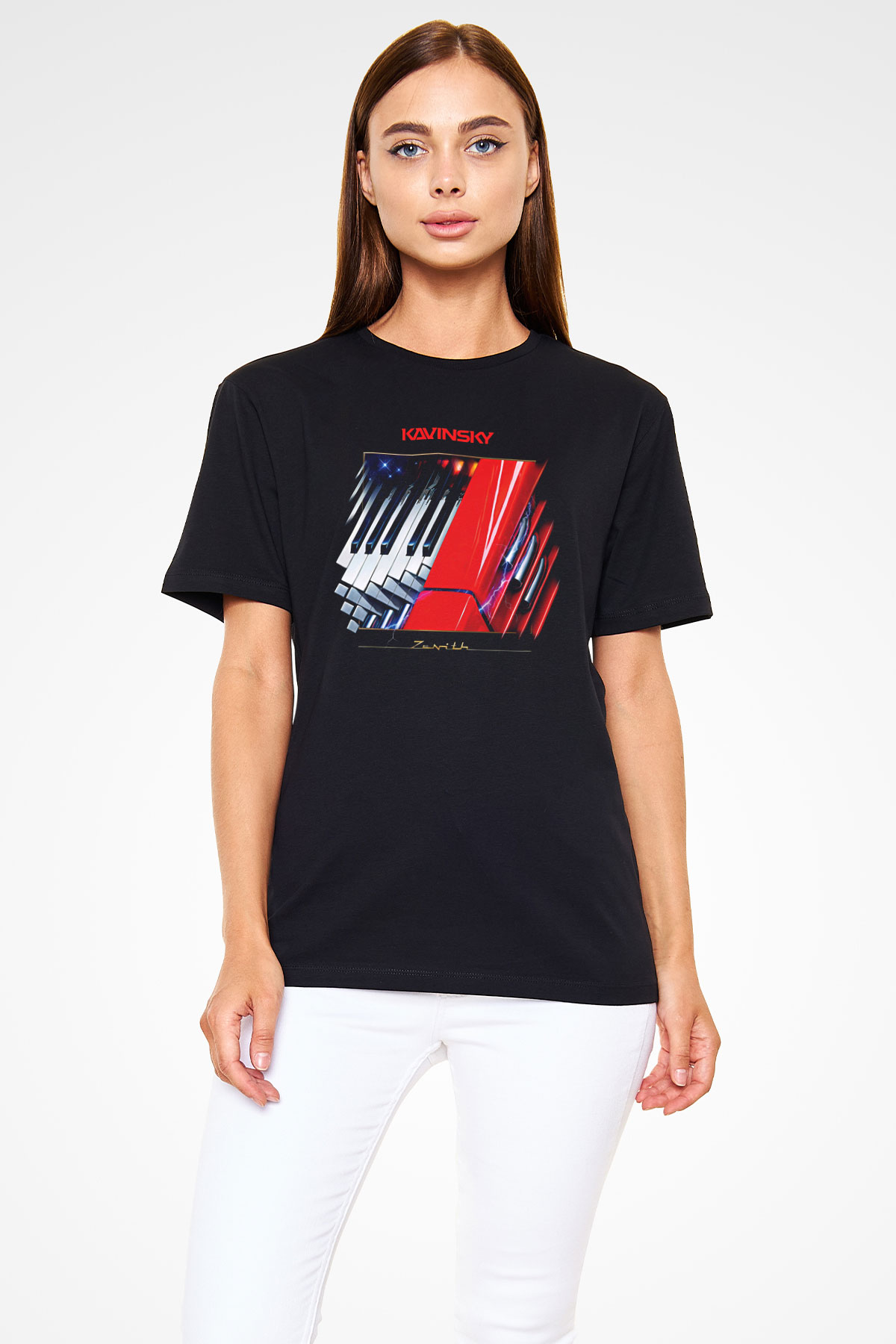 Kavinsky Baskılı Unisex Siyah Tişört - Tshirt