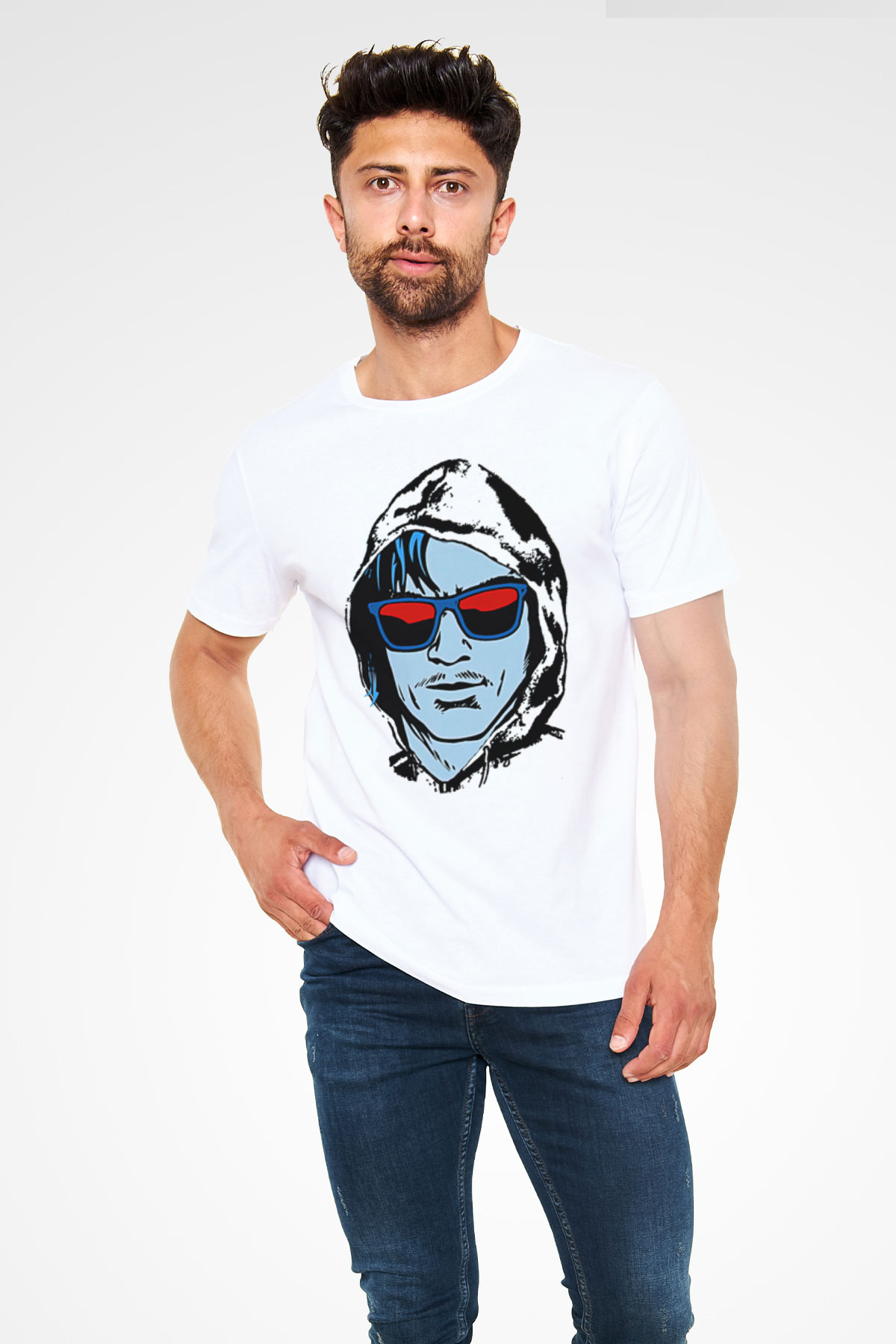 Kavinsky Unisex Baskılı Beyaz Tişört - Tshirt