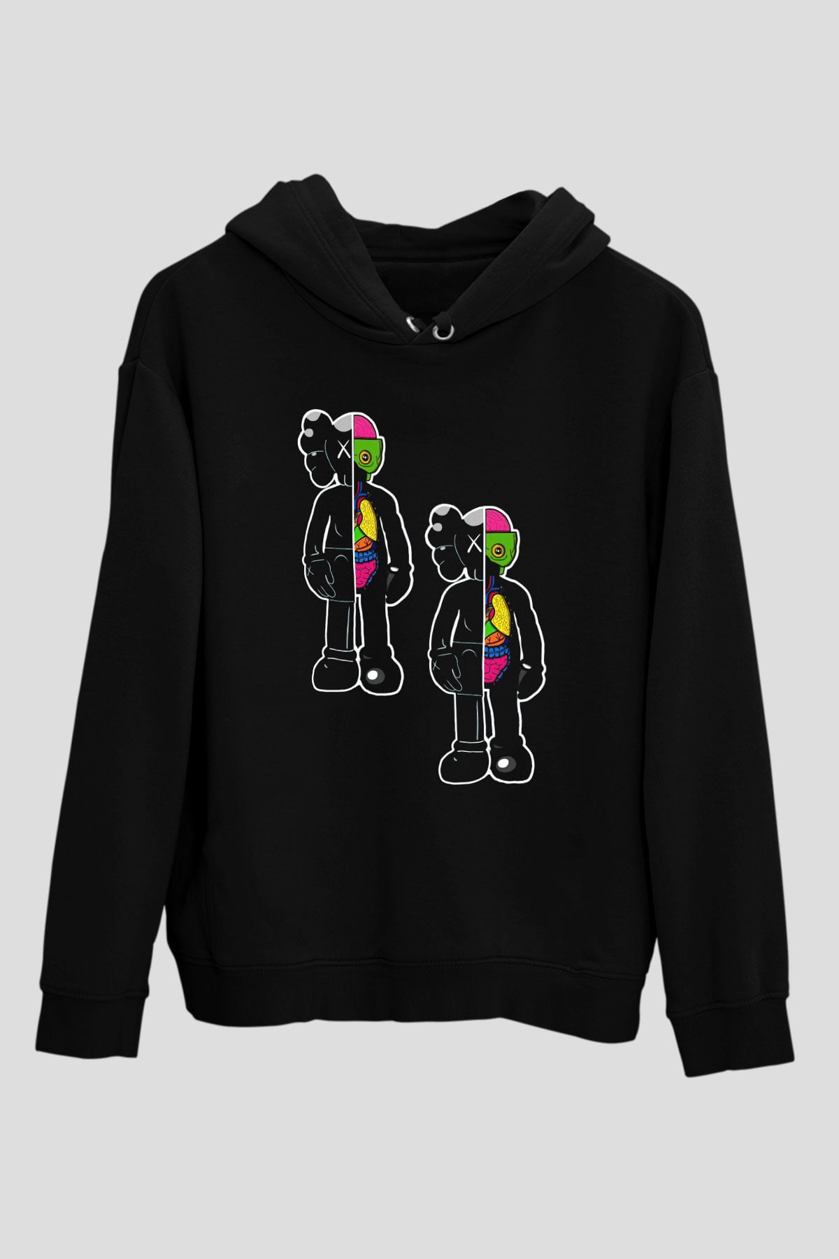 Kaws TemalıSiyah  Unisex Hoodie