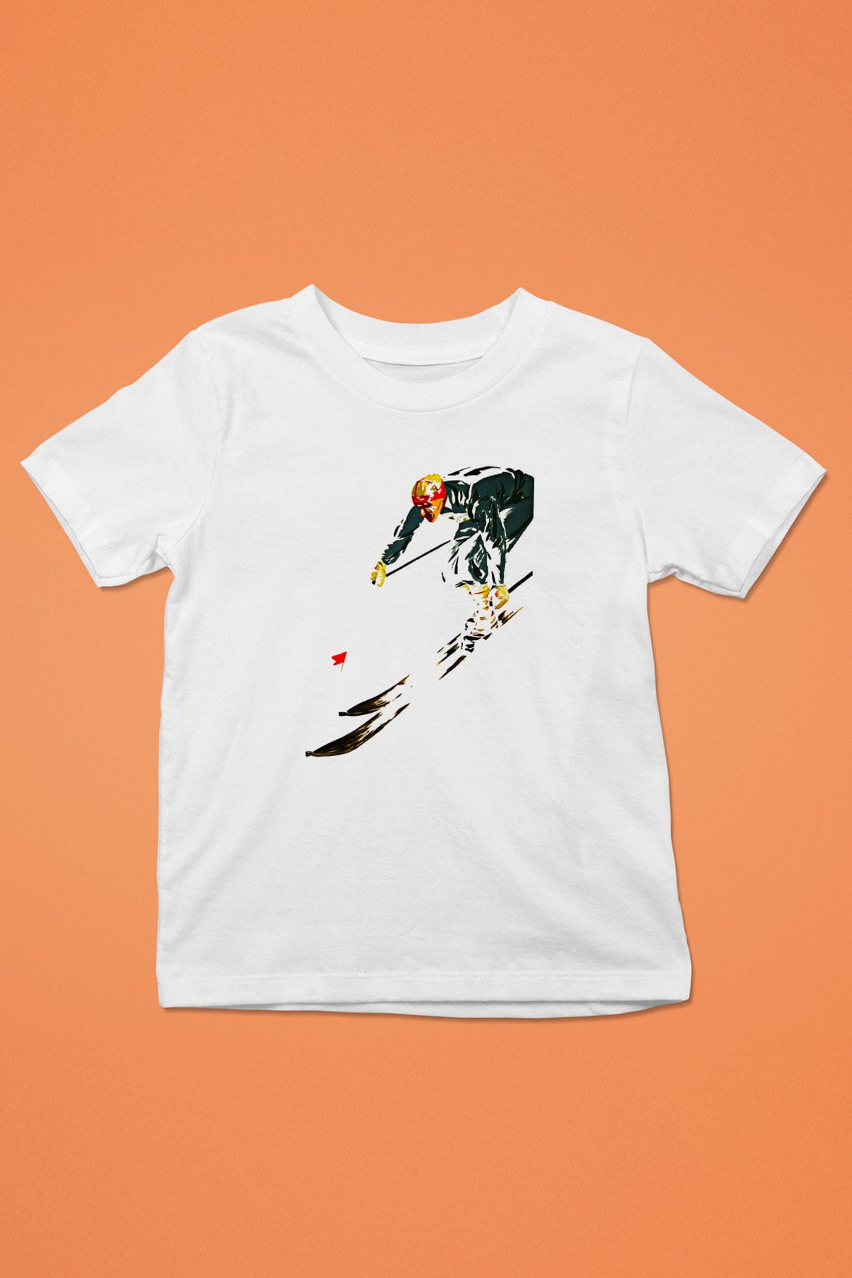 Kayak Baskılı Unisex Beyaz Çocuk Tişört - Tshirt