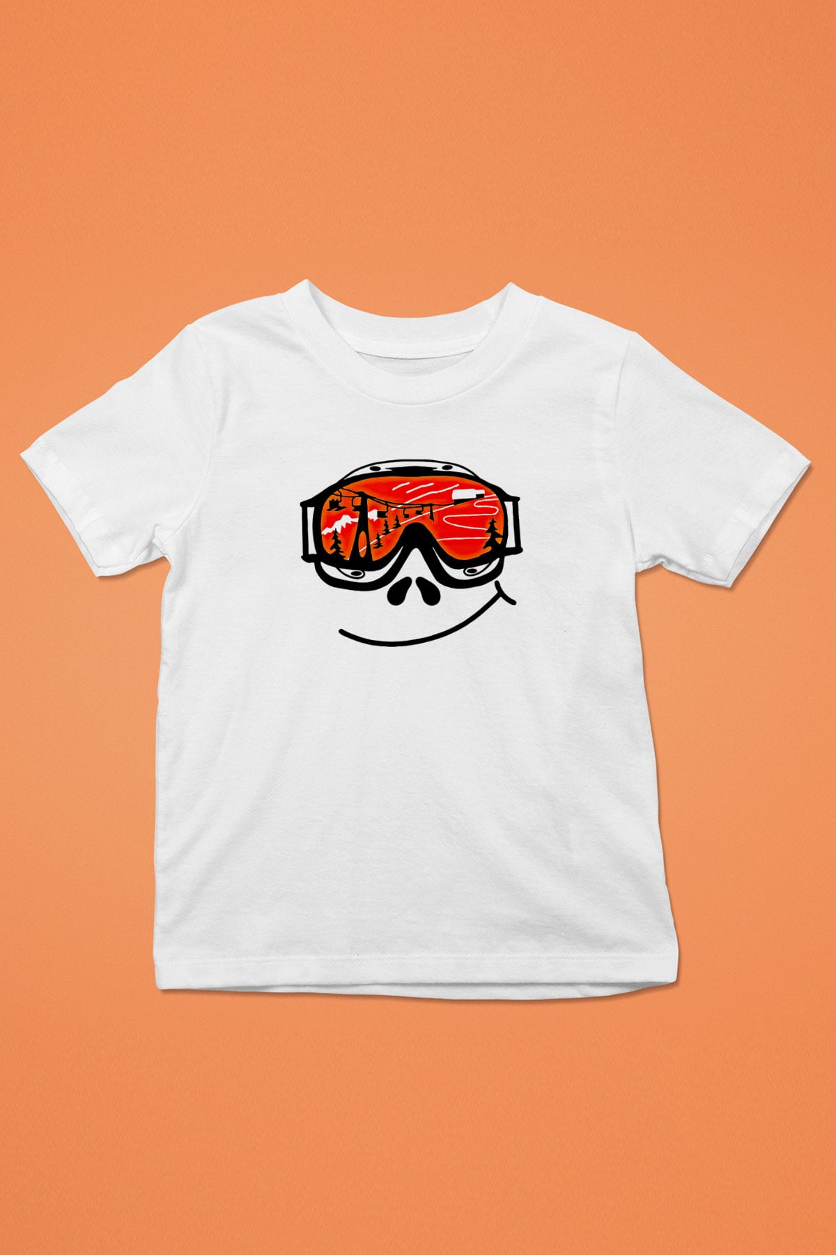 Kayak Baskılı Unisex Beyaz Çocuk Tişört - Tshirt