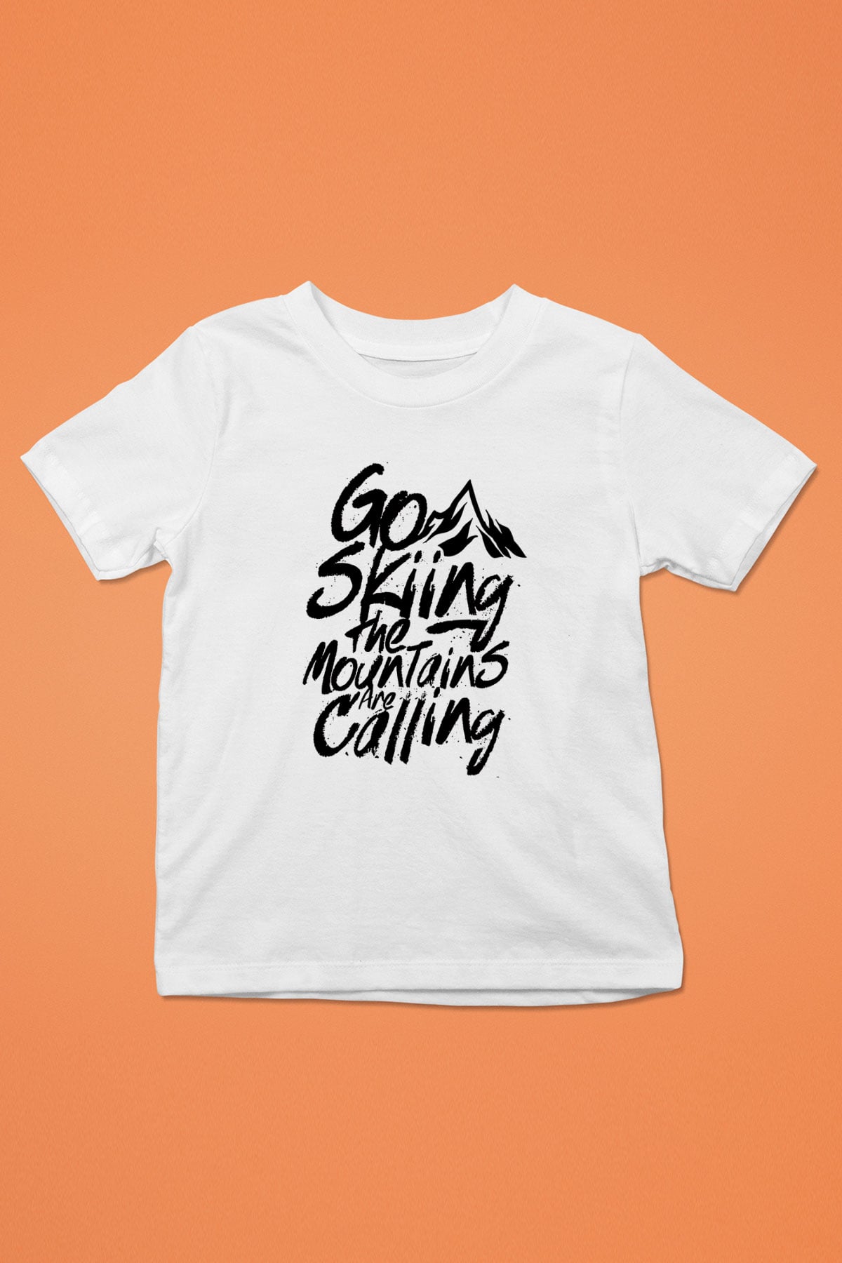 Kayak Baskılı Unisex Beyaz Çocuk Tişört - Tshirt