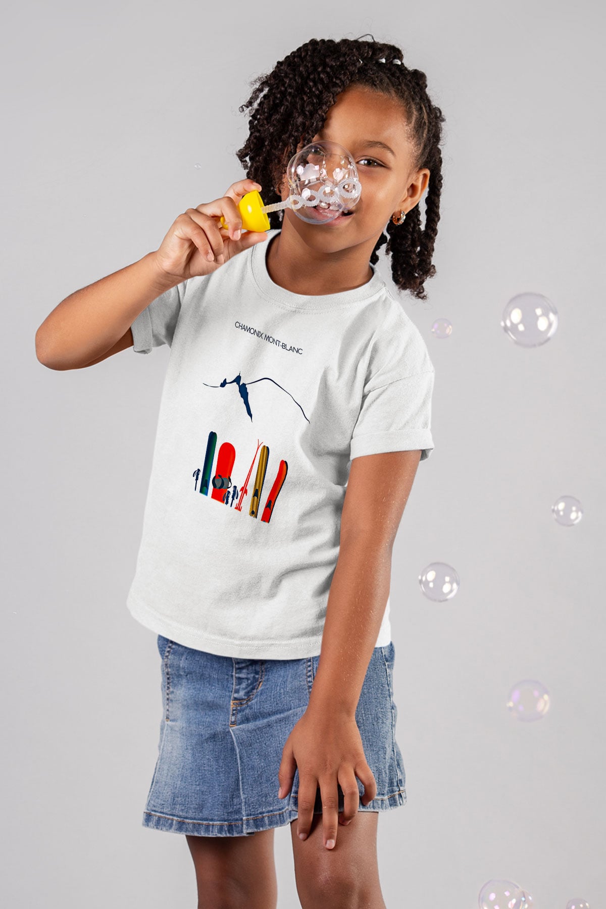 Kayak Baskılı Unisex Beyaz Çocuk Tişört - Tshirt
