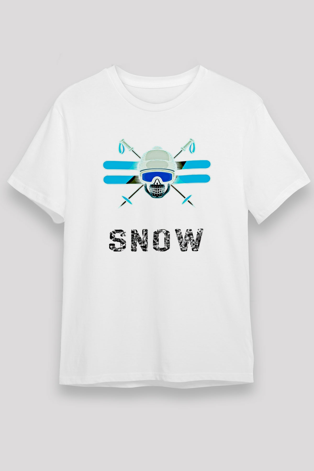 Kayak Baskılı Unisex Beyaz Tişört - Tshirt