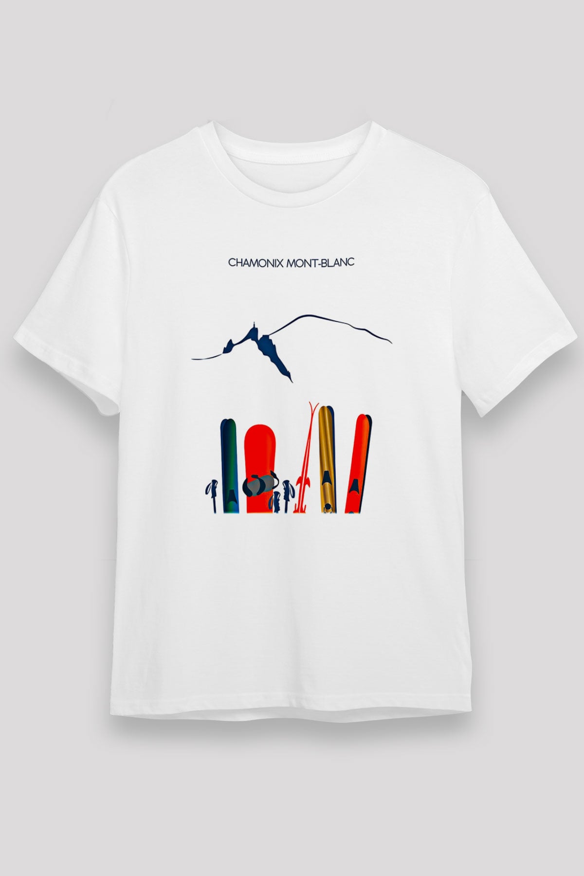 Kayak Baskılı Unisex Beyaz Tişört - Tshirt