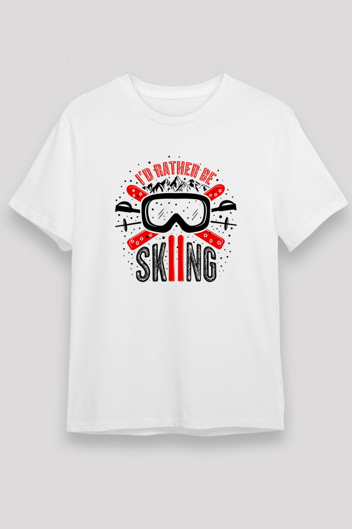 Kayak Baskılı Unisex Beyaz Tişört - Tshirt