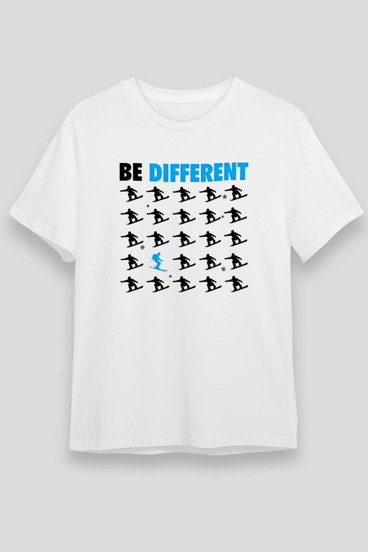 Kayak Baskılı Unisex Beyaz Tişört - Tshirt