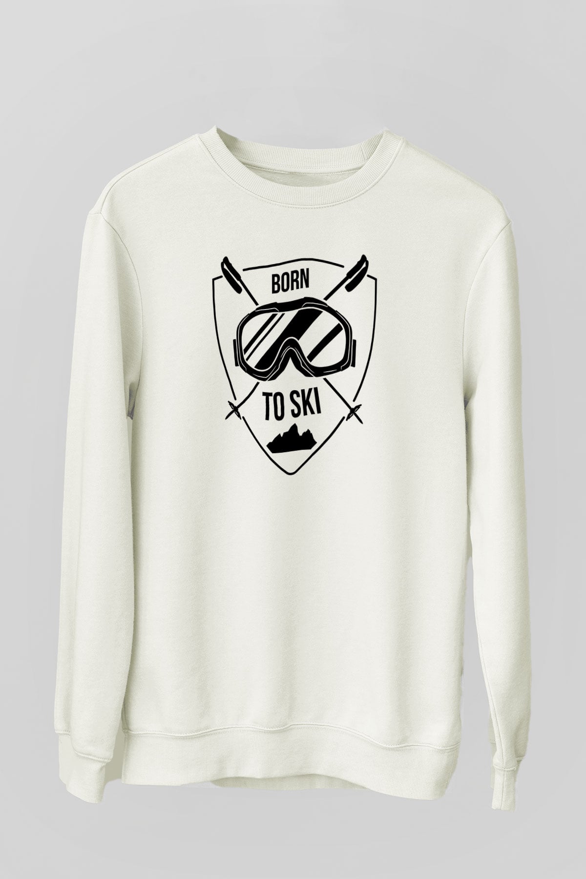 Kayak Baskılı Unisex Ekru Sweatshirt