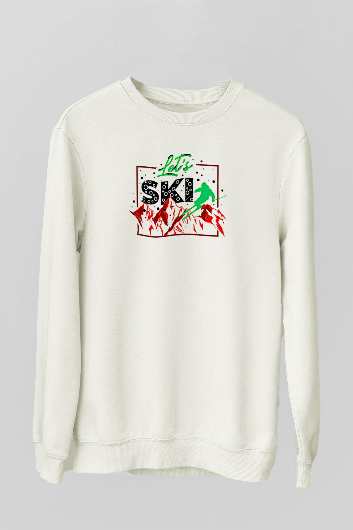 Kayak Baskılı Unisex Ekru Sweatshirt