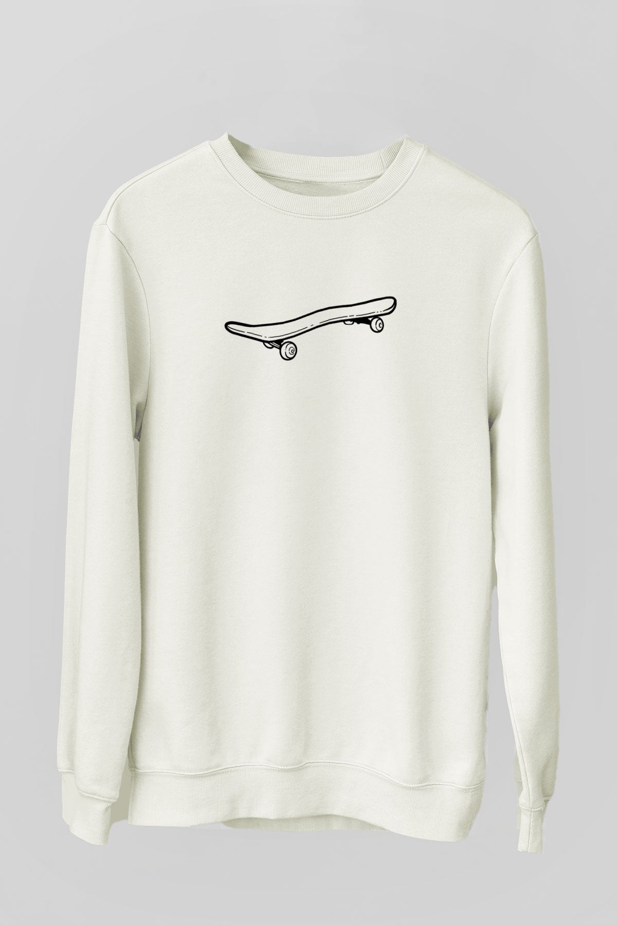 Kaykay Baskılı Unisex Ekru Sweatshirt