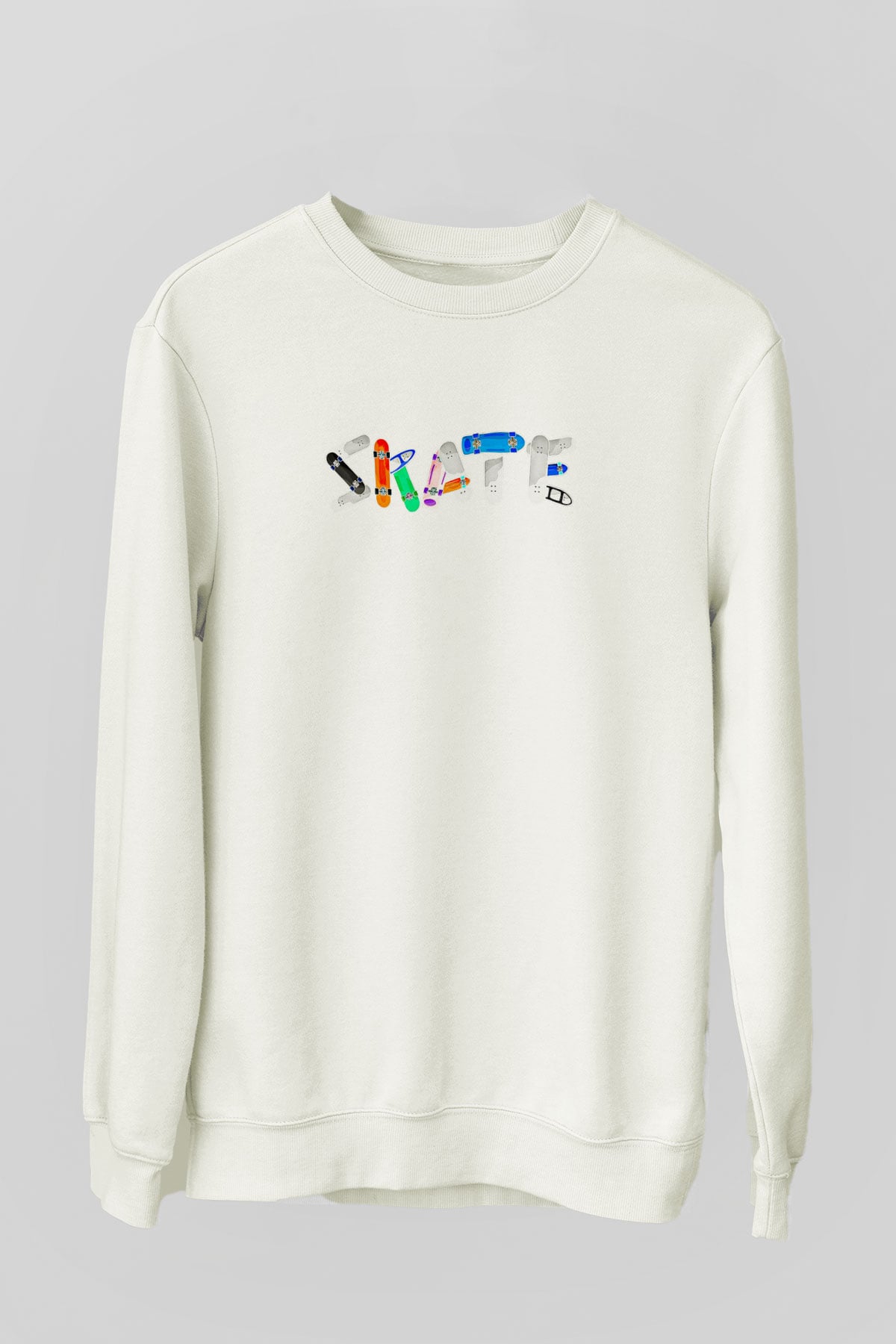 Kaykay Baskılı Unisex Ekru Sweatshirt
