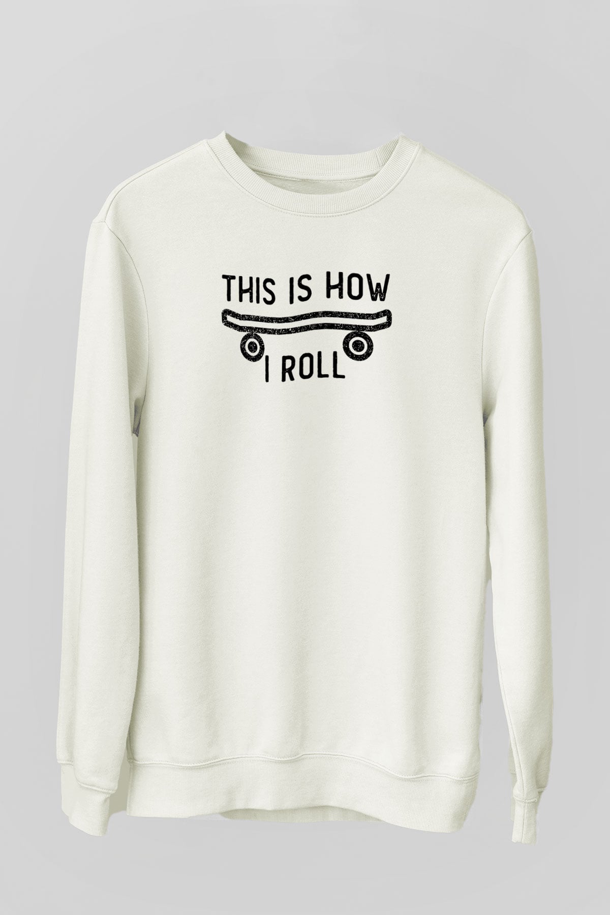 Kaykay Baskılı Unisex Ekru Sweatshirt