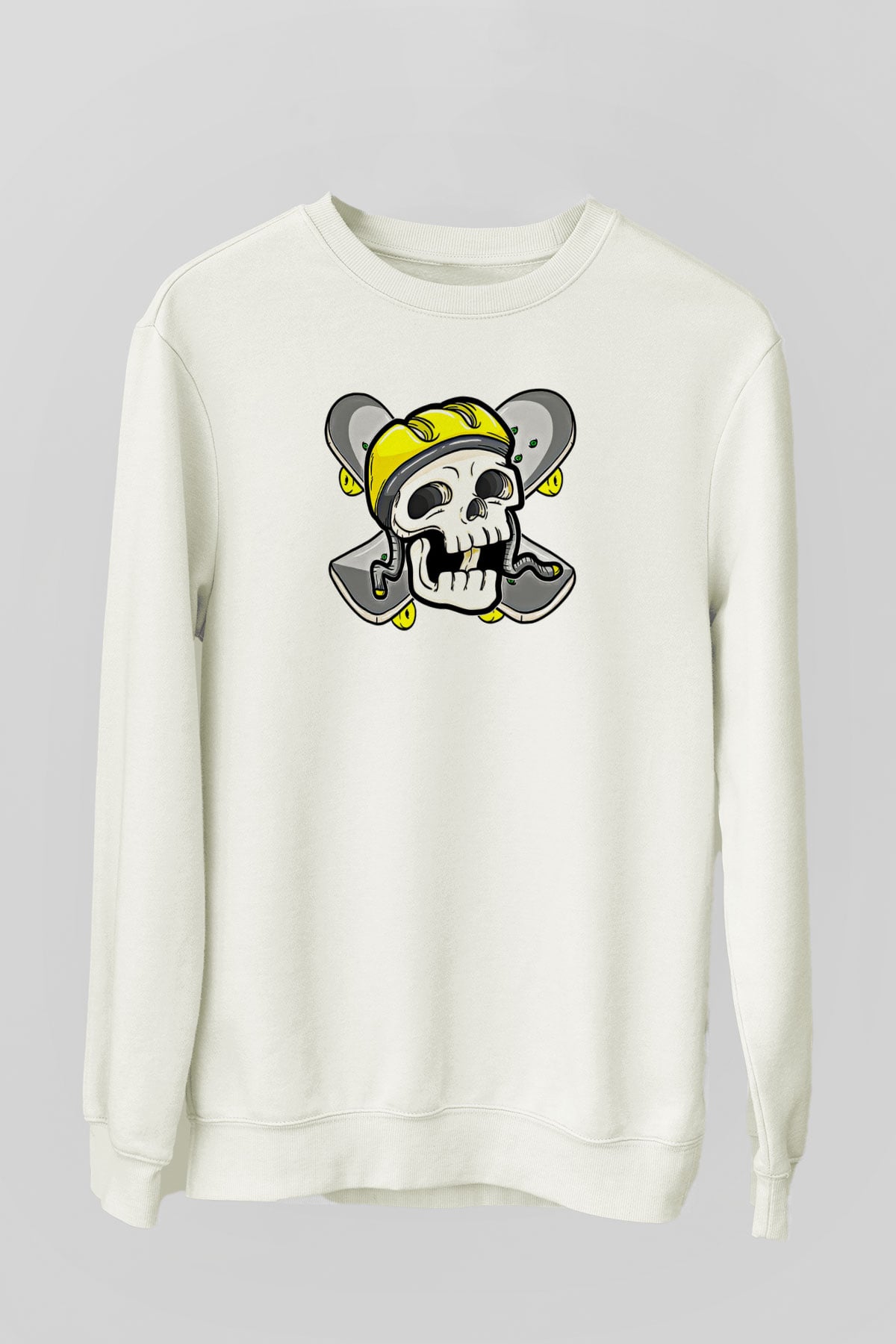 Kaykay Baskılı Unisex Ekru Sweatshirt
