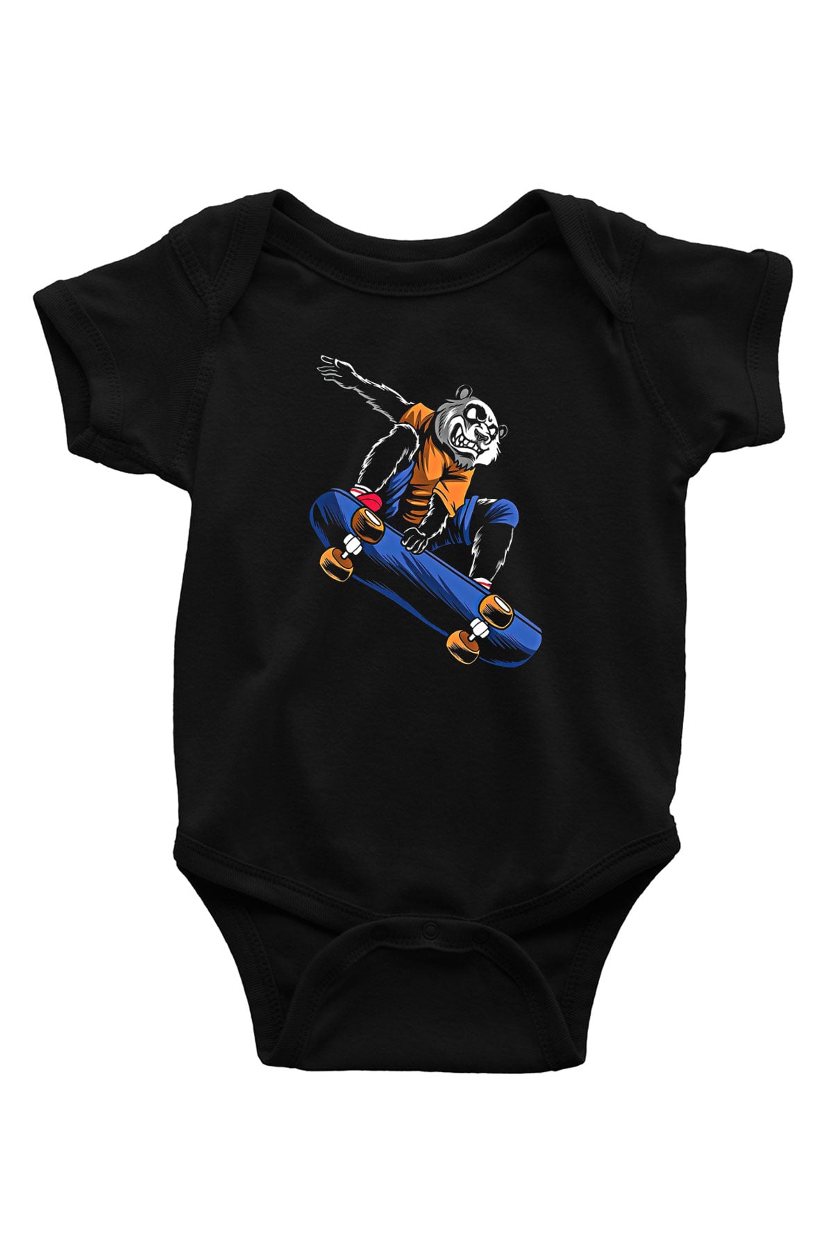 Kaykay - Skateboard Baskılı Unisex Siyah Bebek Body - Zıbın