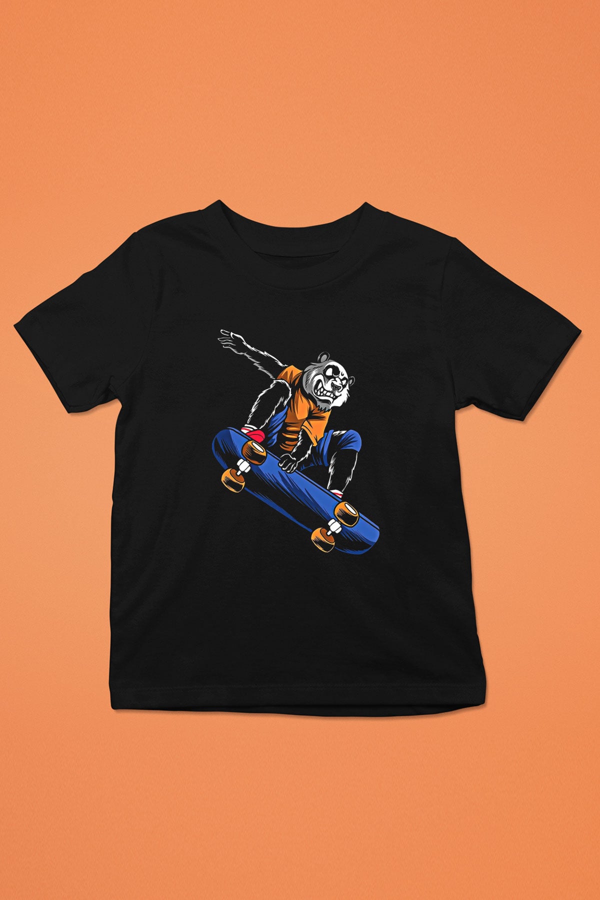 Kaykay - Skateboard Baskılı Unisex Siyah Çocuk Tİşörtü - Tshirt