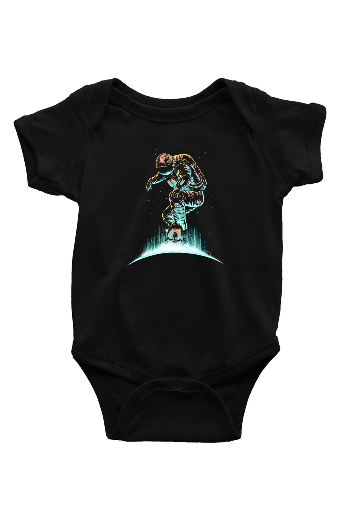 Kaykay - Skateboard Baskılı Unisex Siyah Bebek Body - Zıbın