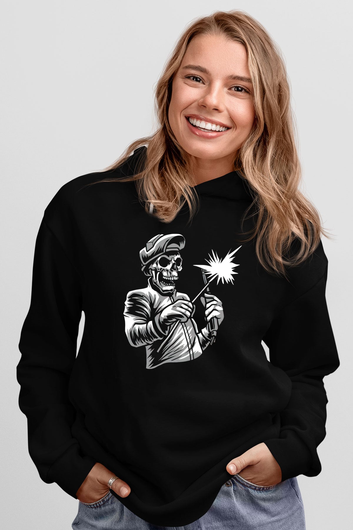 Kaynakçı İskeletSiyah  Unisex Hoodie