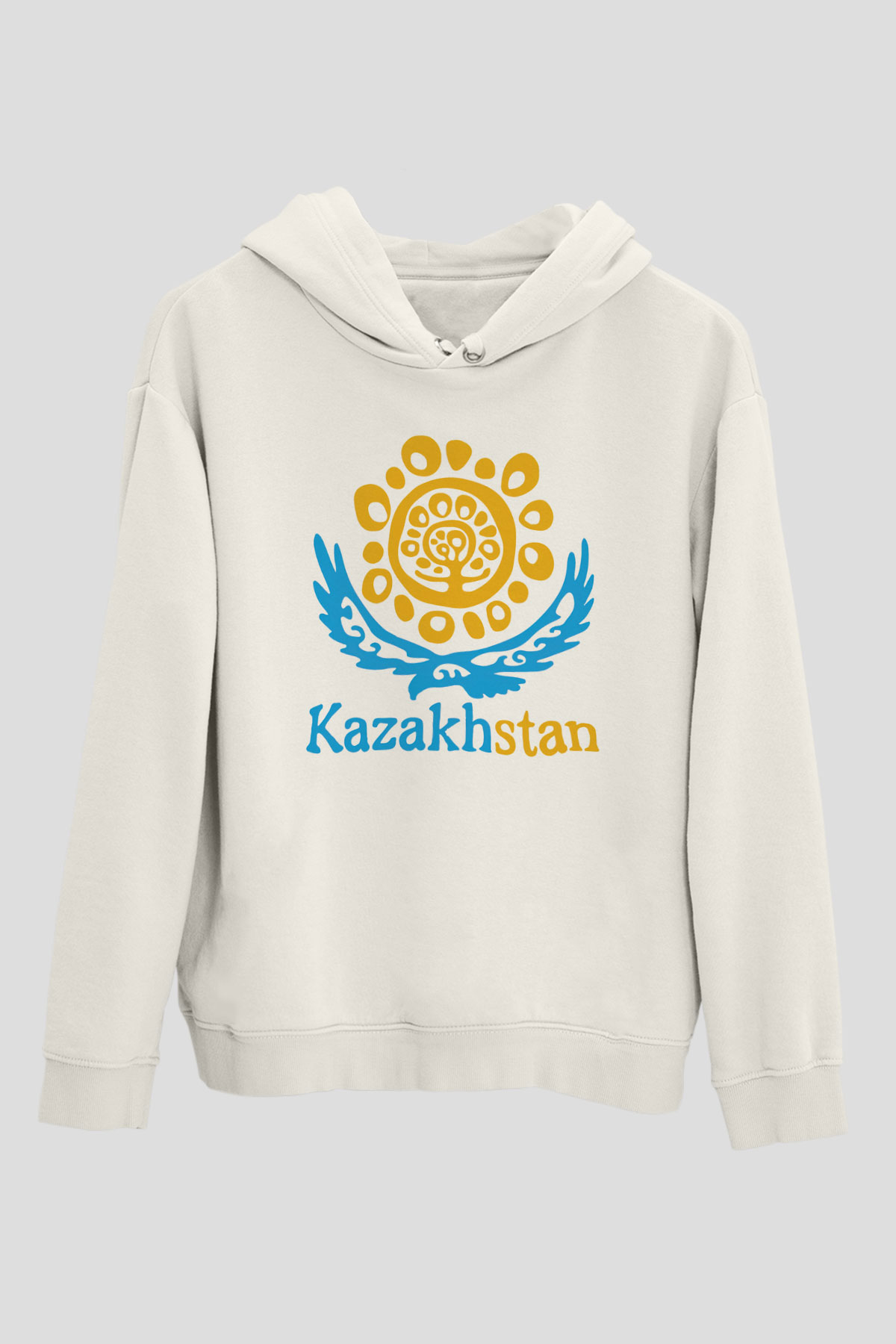 Kazakistan Beyaz Unisex Kapşonlu Sweatshirt
