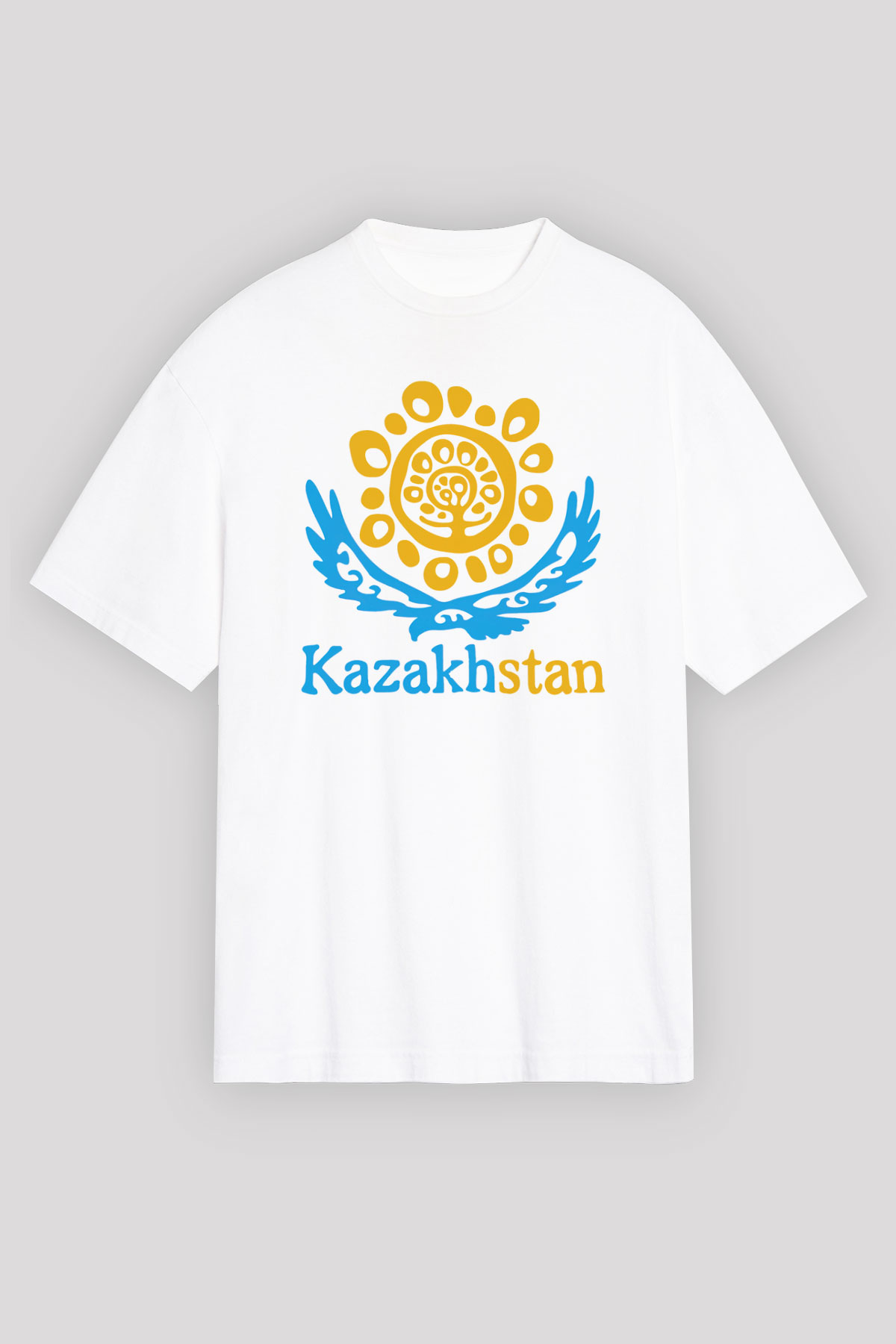 Kazakistan Beyaz Unisex Oversize Tişört T-Shirt
