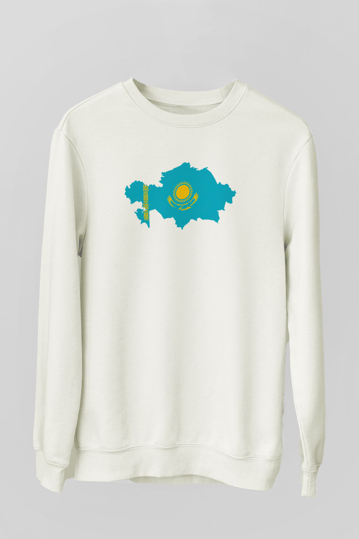 Kazakistan Beyaz Unisex Sweatshirt
