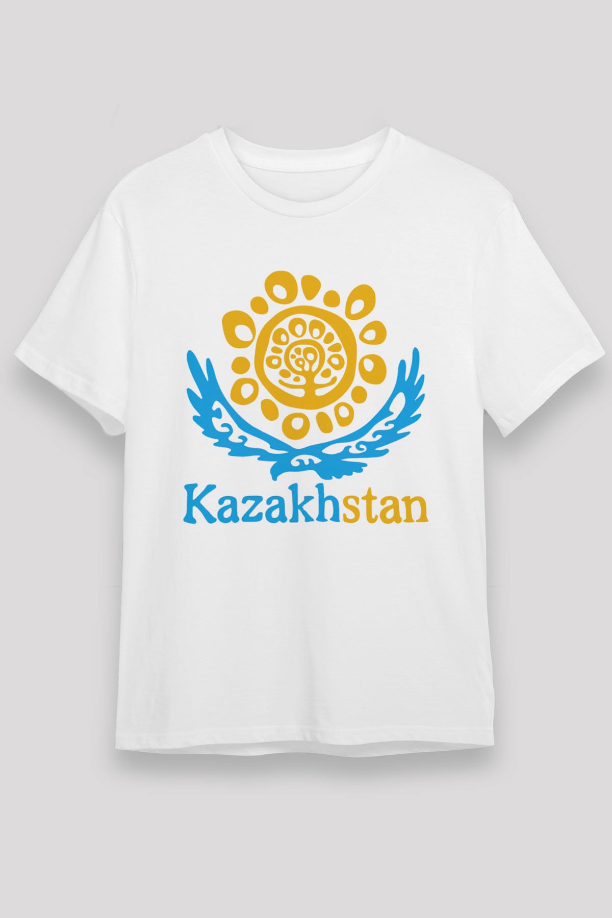 Kazakistan Beyaz Unisex Tişört T-Shirt - TişörtFabrikası