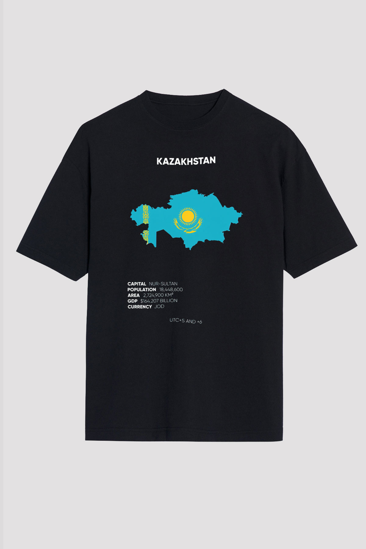 Kazakistan Siyah Unisex Tişört T-Shirt - TişörtFabrikası