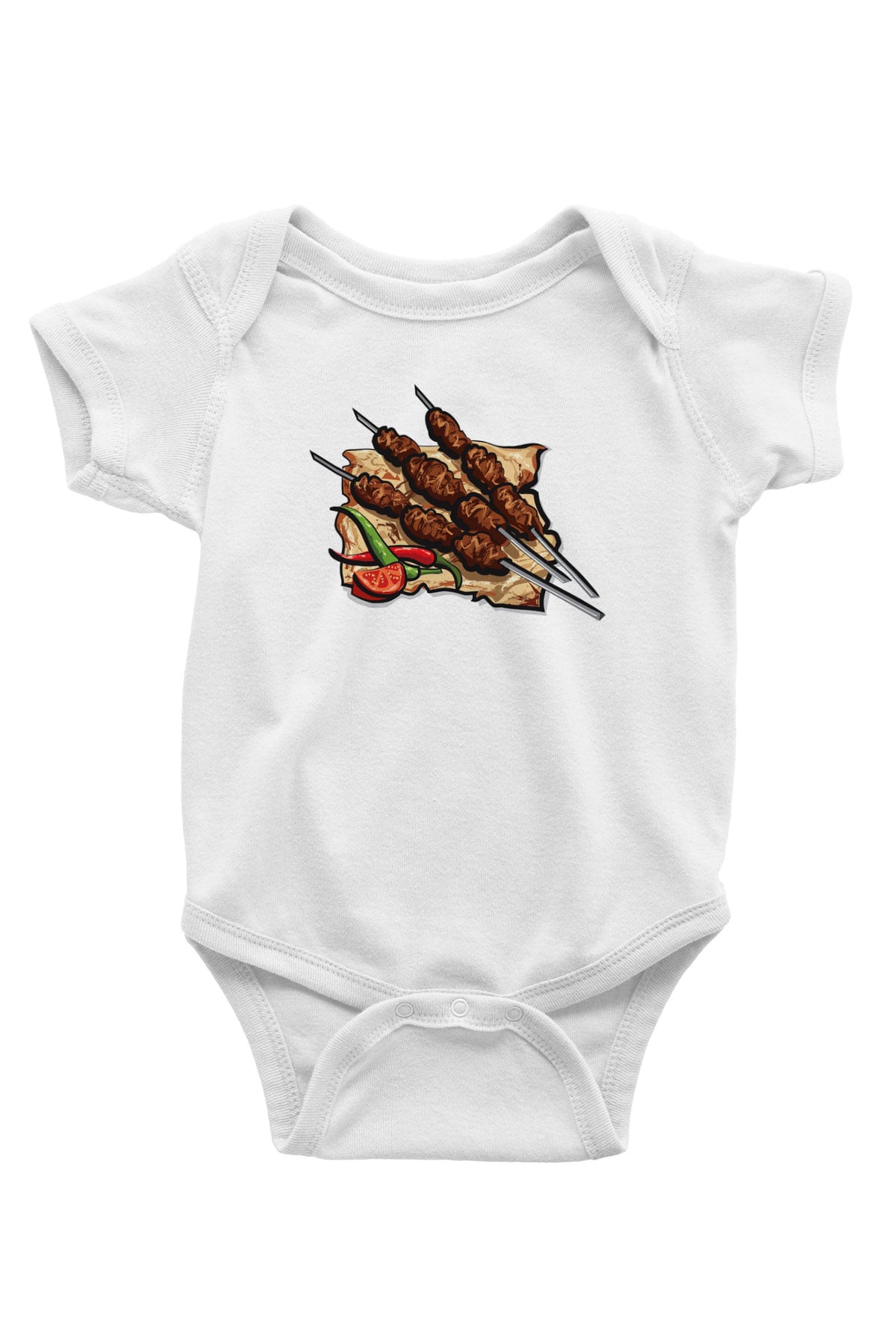 Kebapçı Baskılı Beyaz Unisex Bebek Body - Zıbın