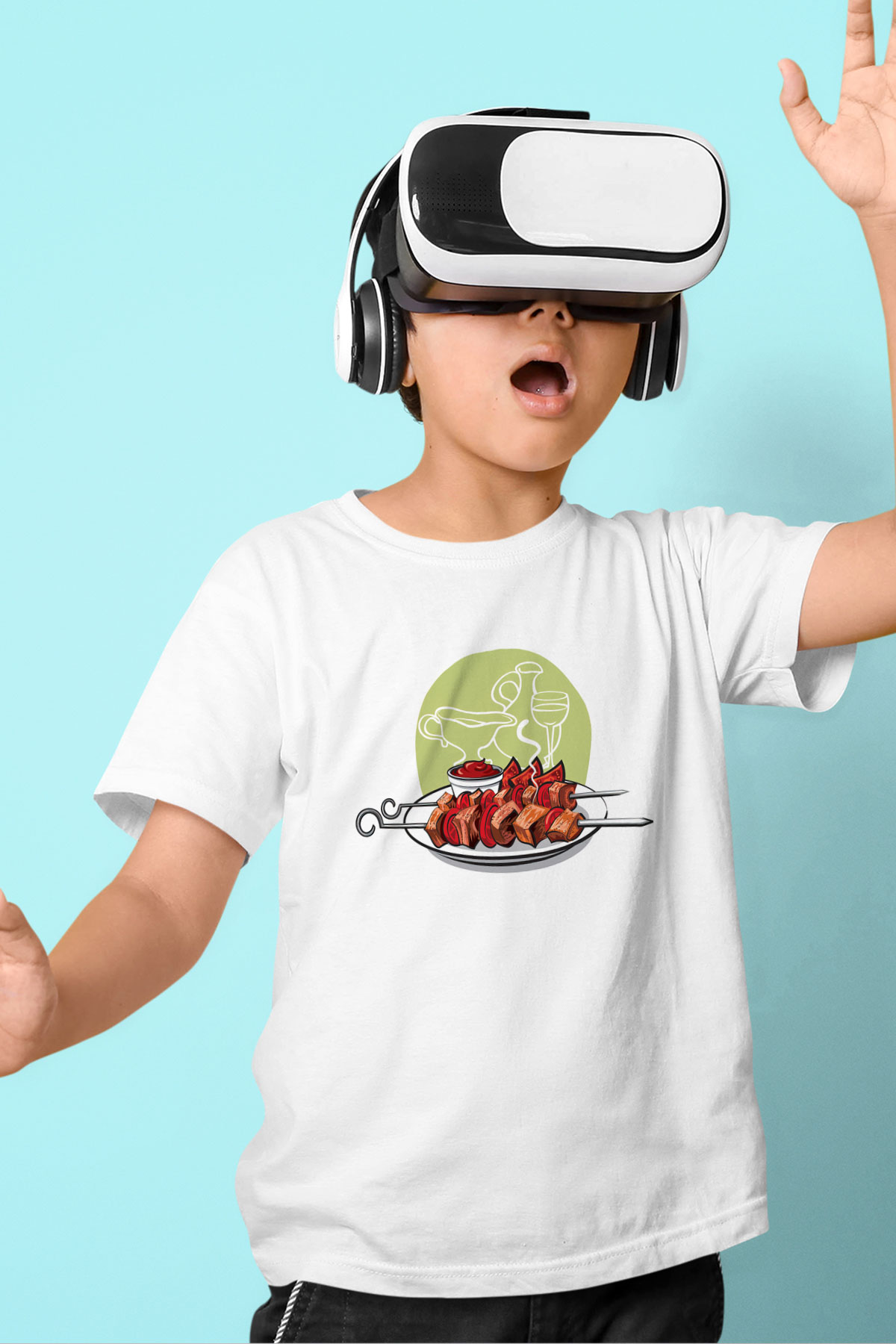 Kebapçı Baskılı Beyaz Unisex Çocuk Tişört
